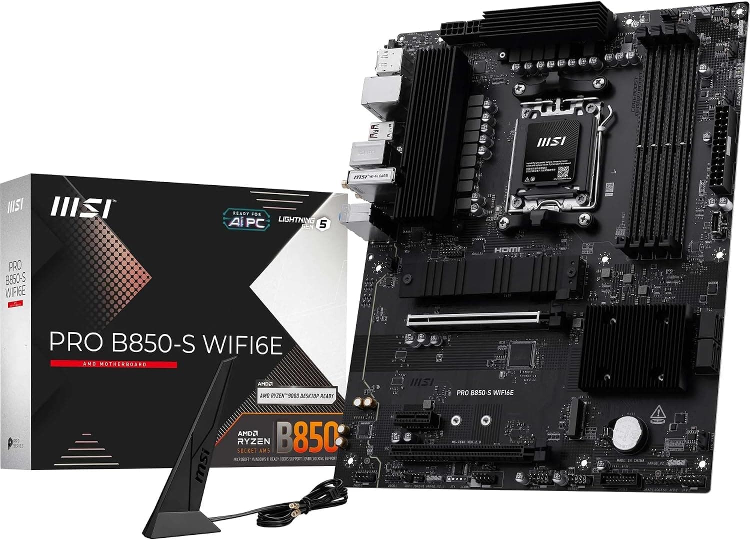 MSI PRO B850-S WIFI6E, AM5 Anakart, DDR5 8200MHz(OC), HDMI DP, 2x M.2, USB 10Gbps, 2.5G LAN, Wi-Fi 6E, ATX