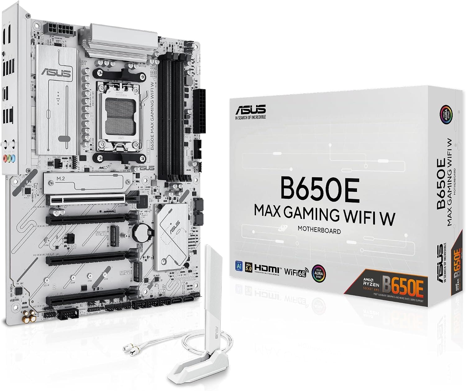 ASUS B650E MAX Gaming WiFi W Anakart Soket AMD AM5 (Ryzen 9000, DDR5 Bellek, PCIe 5.0, 3X M.2, WiFi 6E, BIOS Flashback, Aura Sync, CEC Tier II)