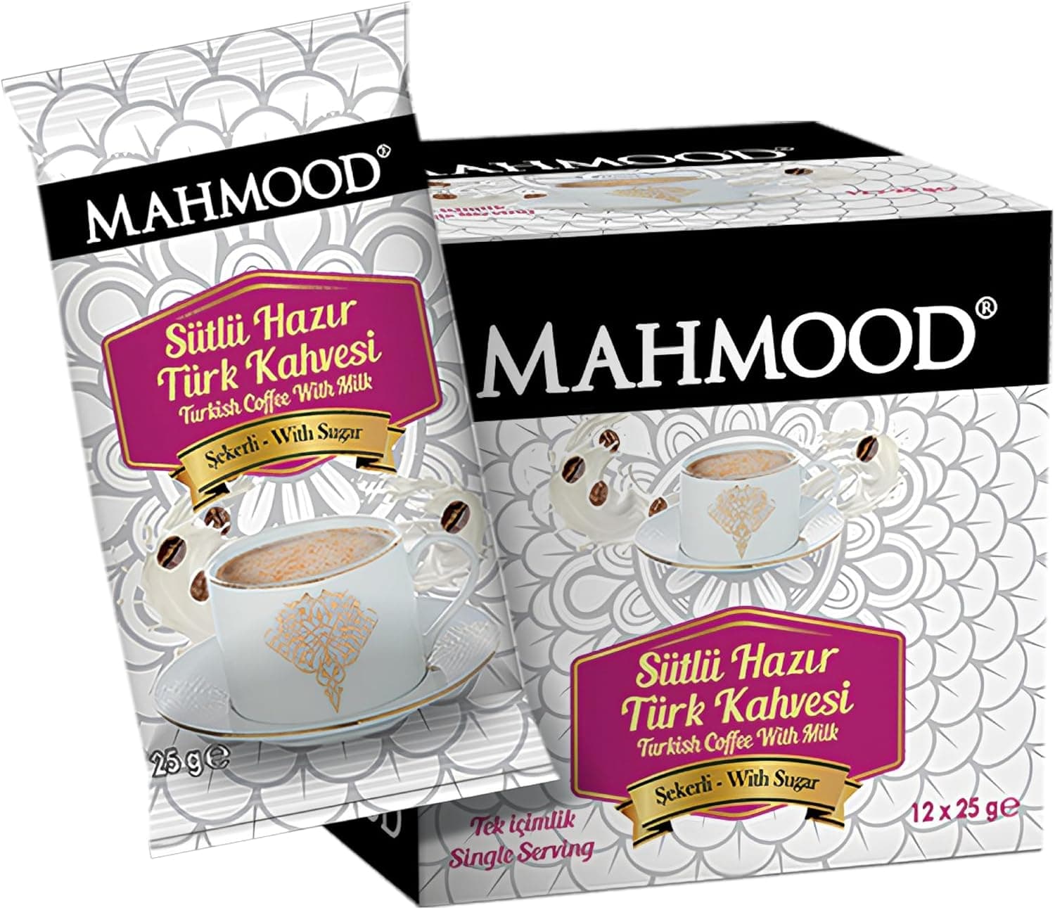 Mahmood Coffee Hazır Türk Kahvesi Sütlü Şekerli (25 Gr x 12 Adet)