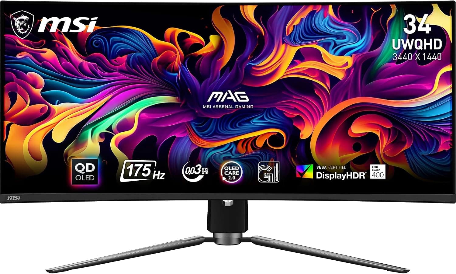 MSI MAG 341CQP QD-OLED 34" 175Hz 0.03ms FreeSync Premium Pro UWQHD Curved Gaming (Oyuncu) Monitör