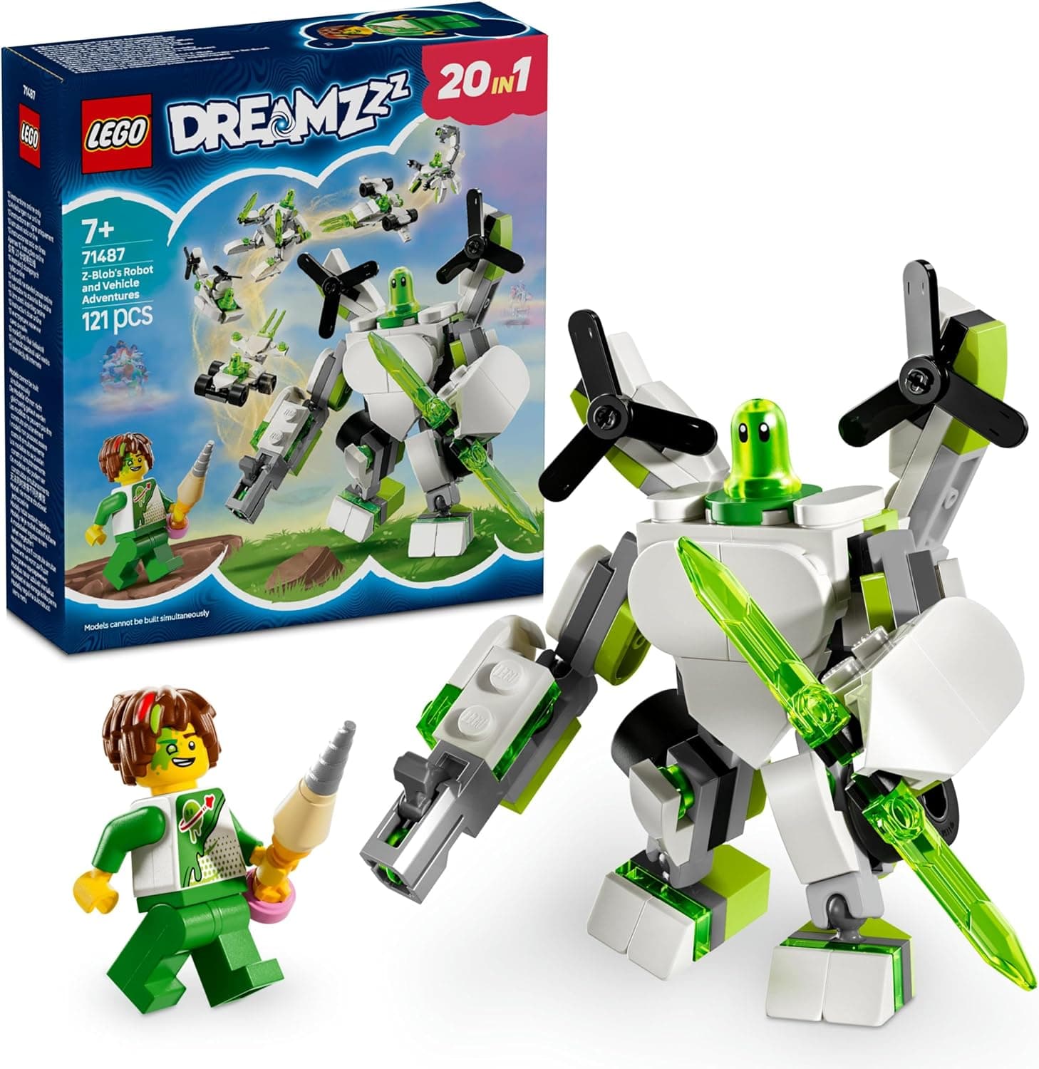LEGO DREAMZzz Z-Blob’un Robot ve Araç Maceraları 71487-7 Yaş ve Üzeri Erkek ve Kız Çocukları için Yaratıcı Robot Oyuncak Yapım Seti, Doğum Günü Hediyesi (121 Parça)