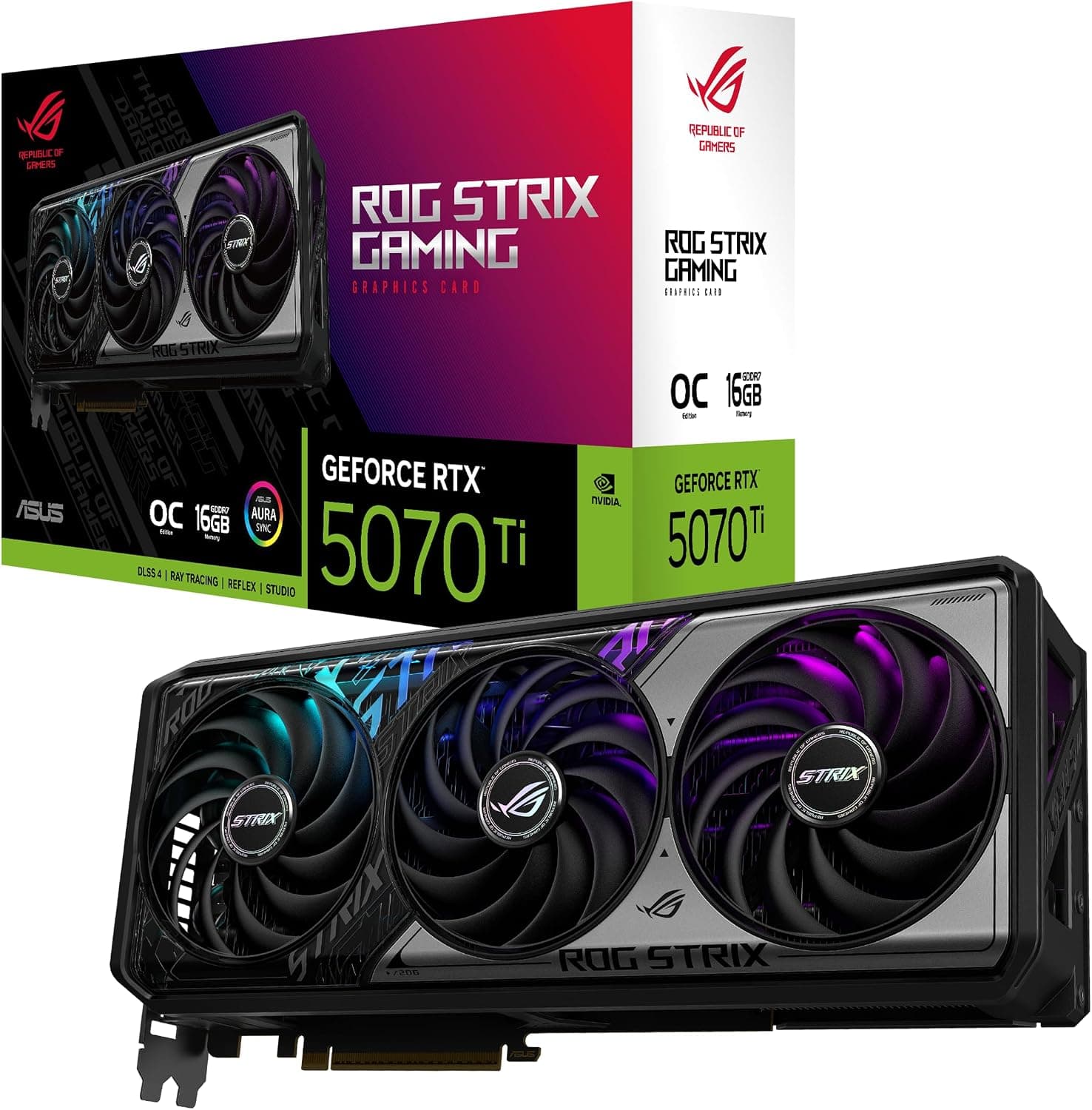 ASUS ROG-STRIX-RTX5070TI-O16G-GAMING-NVIDIA-GEFORCE-RTX 5070 TI-16GB GDDR7-256bit-OC-2xHDMI-3xDP-RGB-DLSS4 EKRAN KARTI