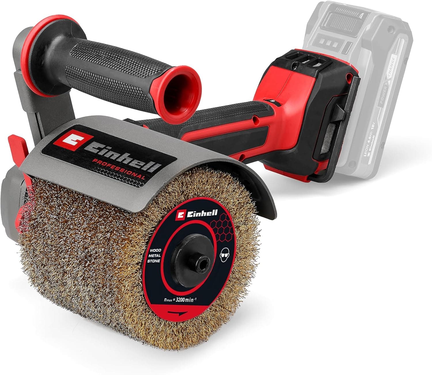 Einhell Professional Akülü Eksantirik Zımpara TP-BR 18/32 Li BL-Solo PXC (18 V, 1300 W, Kömürsüz, maks. 3200 d/dak, Ø 120 mm fırçalar için, pirinç tel fırça dahil, akü dahil değildir)
