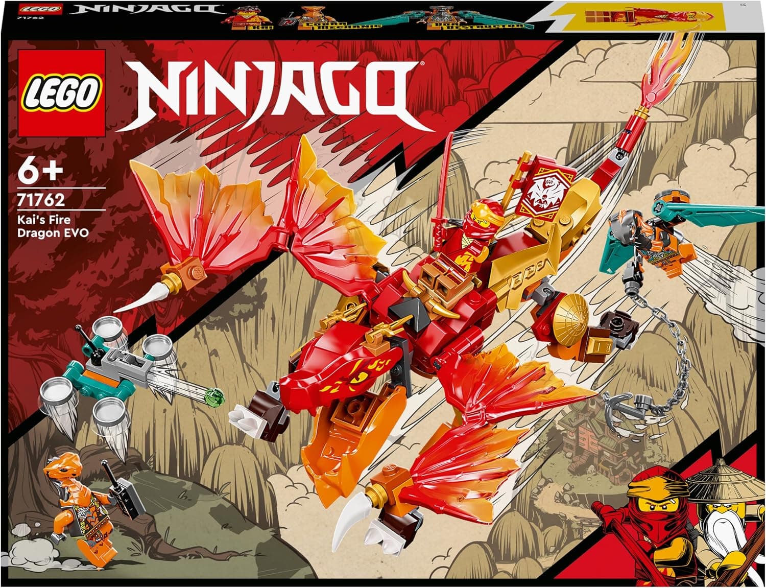 LEGO® NINJAGO® Kai’nin Ateş Ejderhası EVO 71762-6 Yaş ve Üzeri için NINJAGO Kai ve Yılan Figürleri İçeren Oyuncak Yapım Seti (204 Parça)
