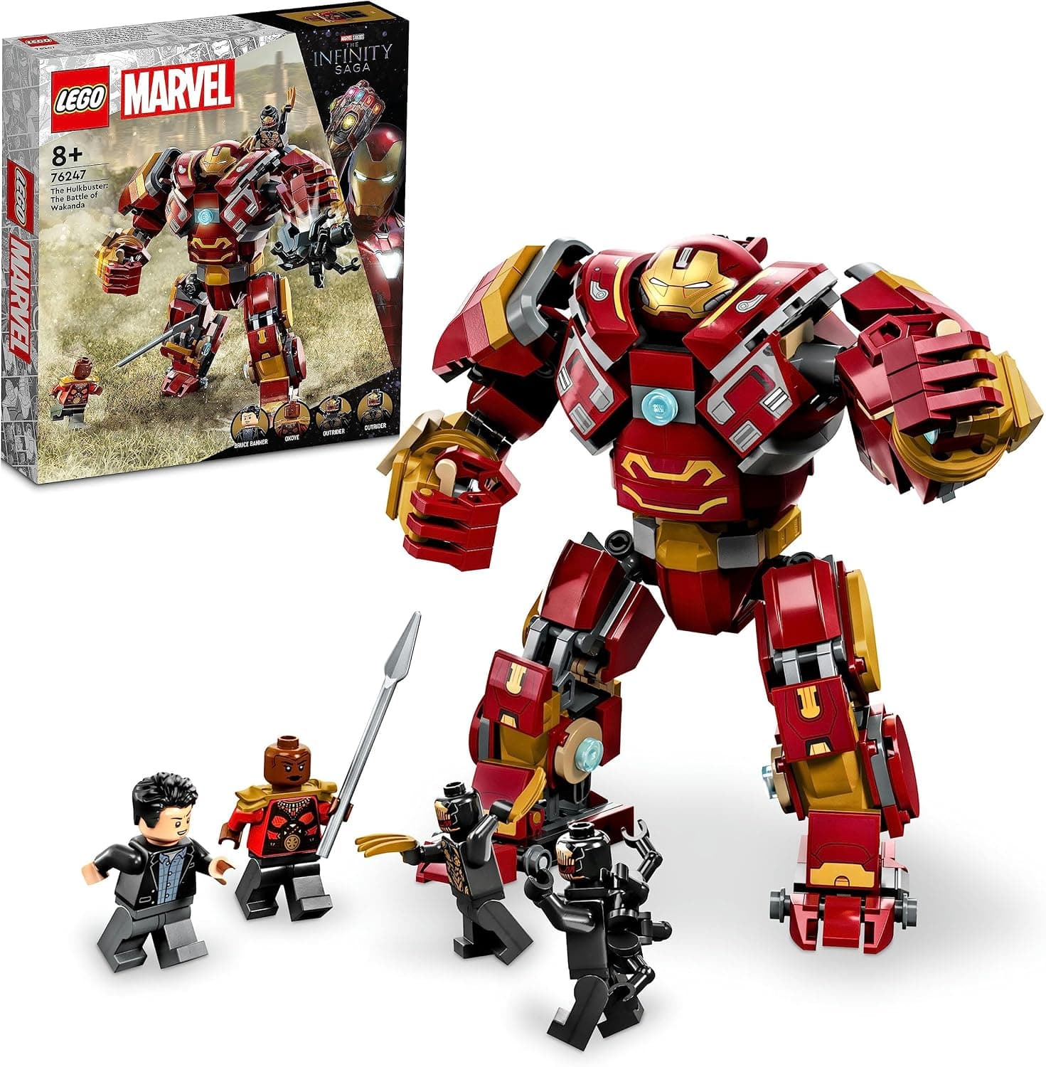 LEGO Marvel Hulkbuster: Wakanda Savaşı 76247-8 Yaş ve Üzeri Çocuklar için Robot ve Minifigürler İçeren Yaratıcı Oyuncak Yapım Seti (385 Parça)