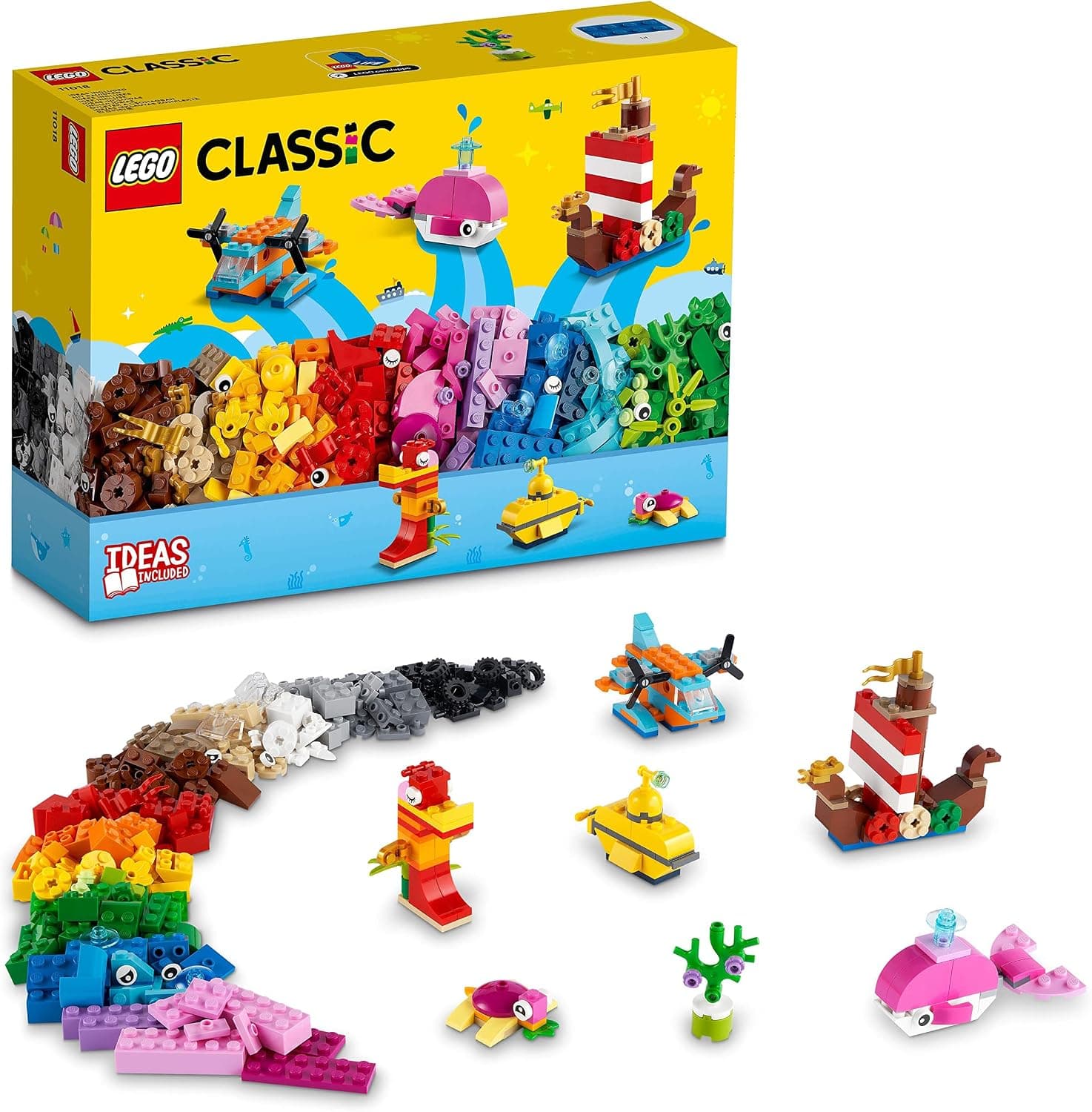 LEGO Classic Yaratıcı Okyanus Eğlencesi 11018-4 Yaş ve Üzeri Çocuklar için 6 İnşa Edilebilen Oyuncak İçeren Yaratıcı Oyuncak Yapım Seti (333 Parça)