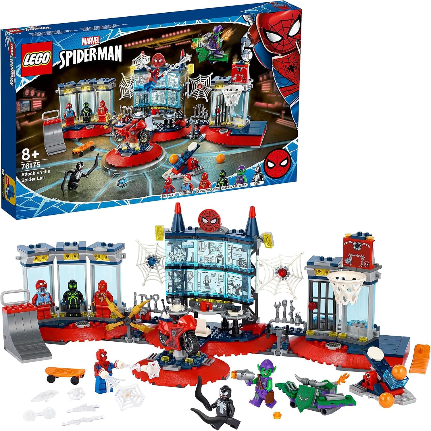 LEGO Marvel Örümcek Adam Örümcek Yuvasına Saldırı 76175; Örümcek Adamin Karargahını içeren Koleksiyonluk Yapım Oyuncağı (466 Parça)