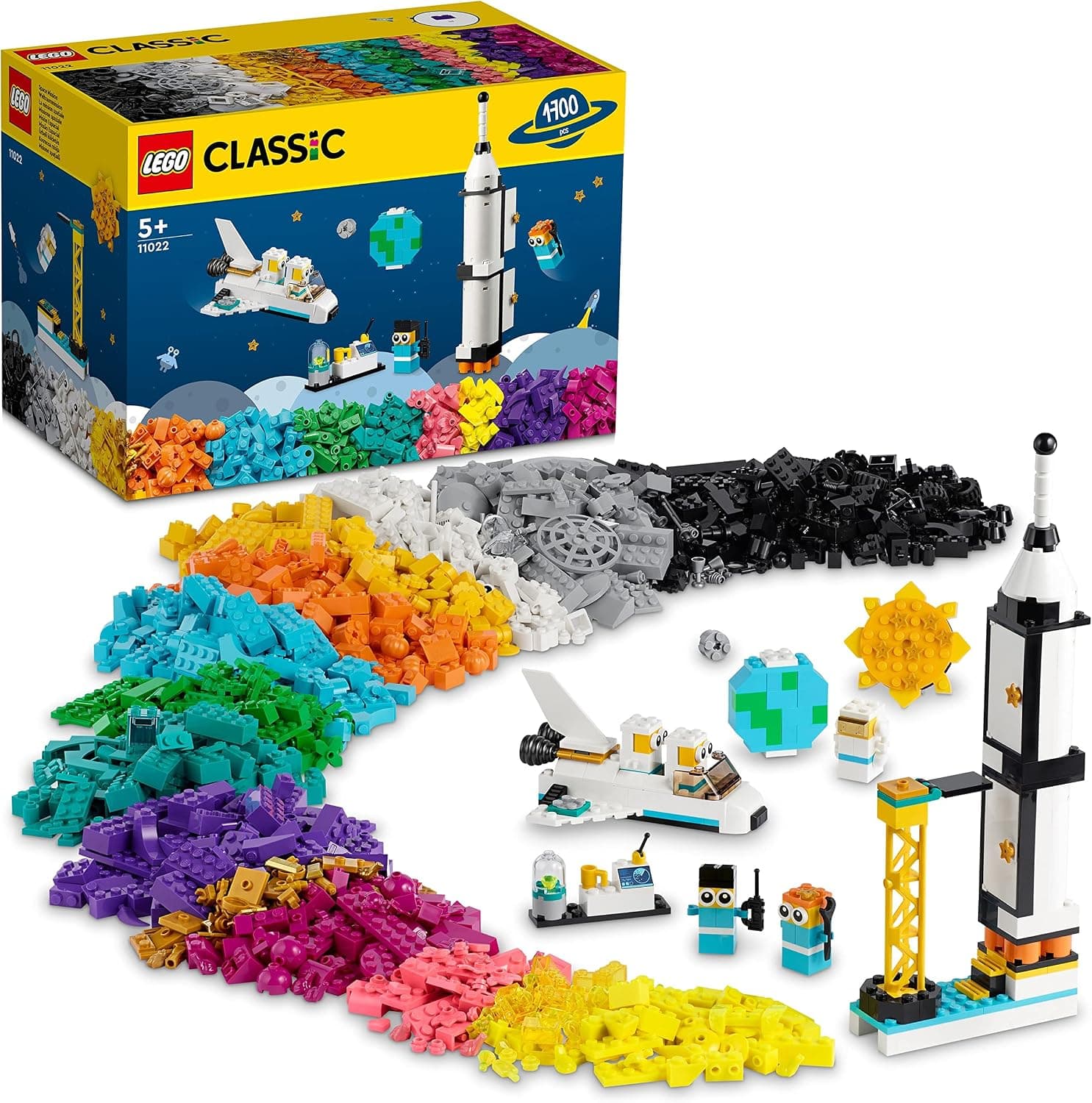 LEGO Classic Uzay Görevi 11022-5 Yaş ve Üzeri için 10 Mini Uzay Modeli İçeren Oyuncak Yapım Seti (1700 Parça)