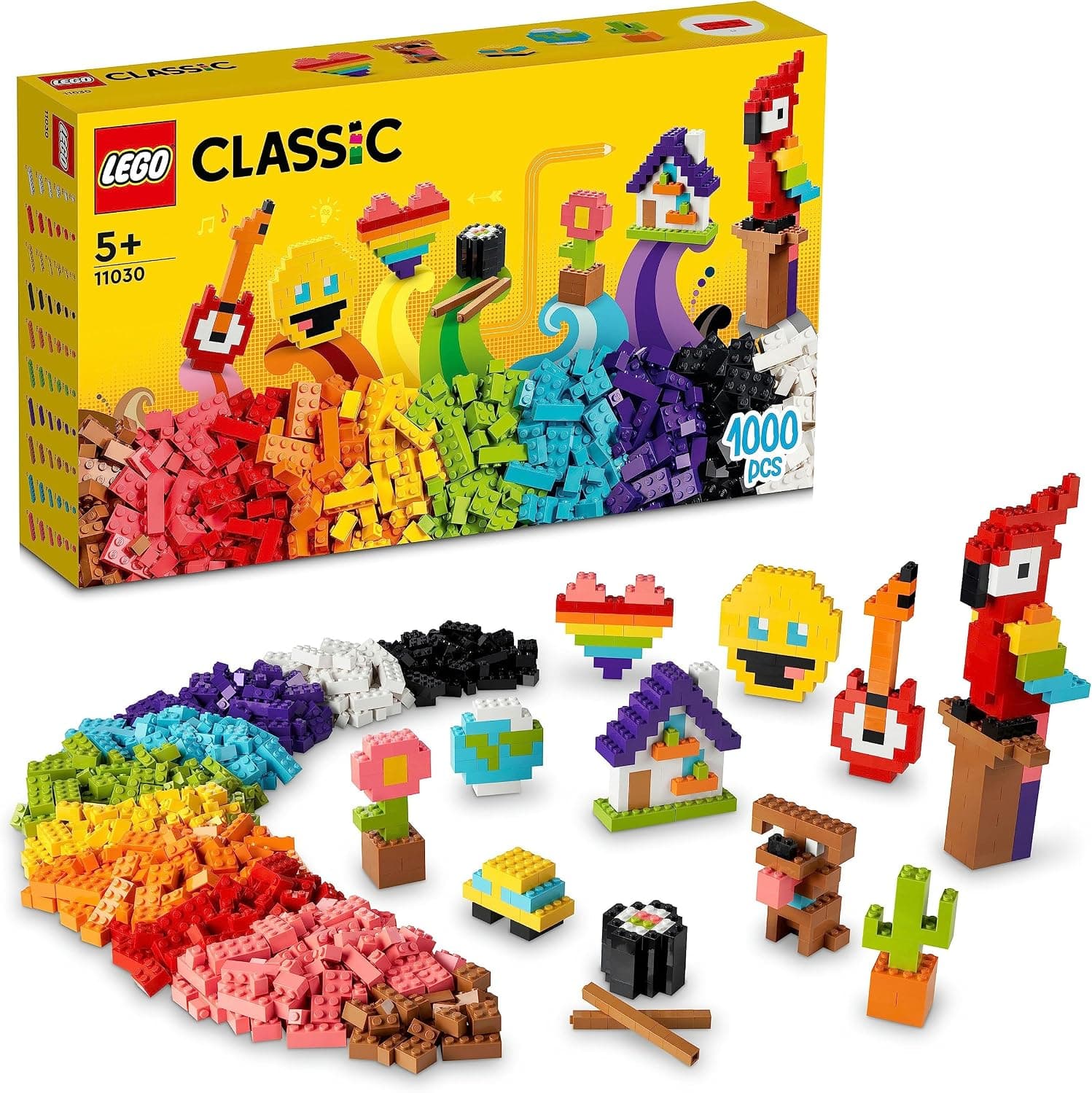 LEGO® Classic Bir Sürü Yapım Parçası 11030-5 Yaş ve Üzeri Çocuklar için Çiçek, Model ve Emojiler gibi Bir Çok Model İnşa Edebileceğiniz Renkli, Yaratıcı Oyuncak Yapım Seti (1000 Parça)