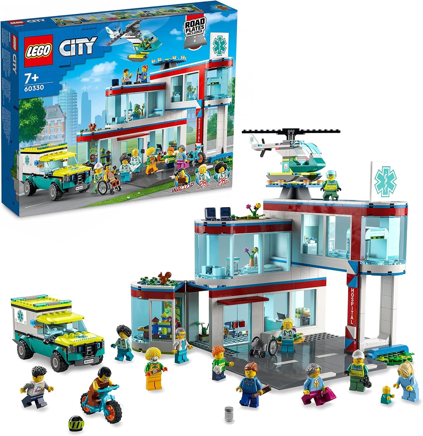LEGO® City Hastane 60330-7 Yaş ve Üzeri Çocuklar için Ambulans ve Kurtarma Helikopterli Oyuncak Yapım Seti (816 Parça)