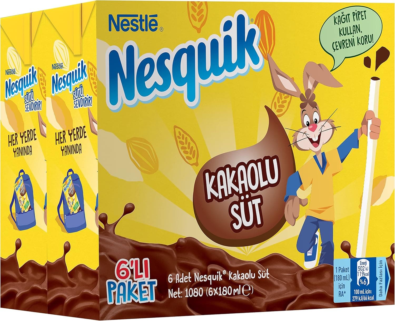 Nesquik Kakaolu Süt 6Lı Paket (6 X 180 Ml)