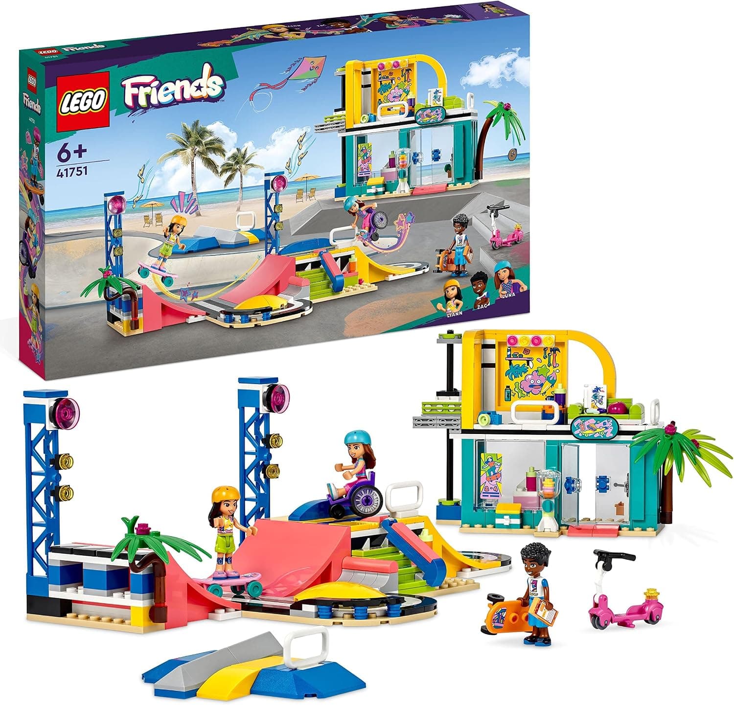 LEGO® Friends Kaykay Parkı 41751-6 Yaş ve Üzeri Çocuklar için 3 Mini Bebek İçeren Yaratıcı Oyuncak Yapım Seti (431 Parça)