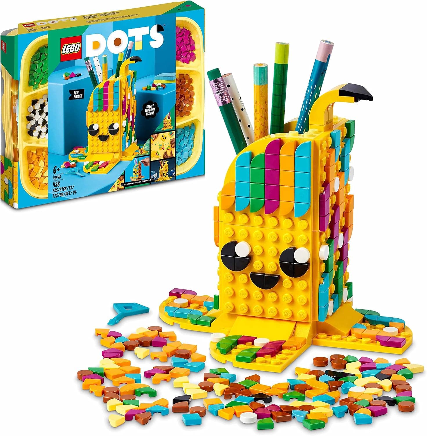 LEGO® DOTS Sevimli Muz Kalemlik 41948-6 Yaş ve Üzeri için Yaratıcı bir Doğum Günü Hediyesi Olabilecek El Sanatları Seti (438 Parça)