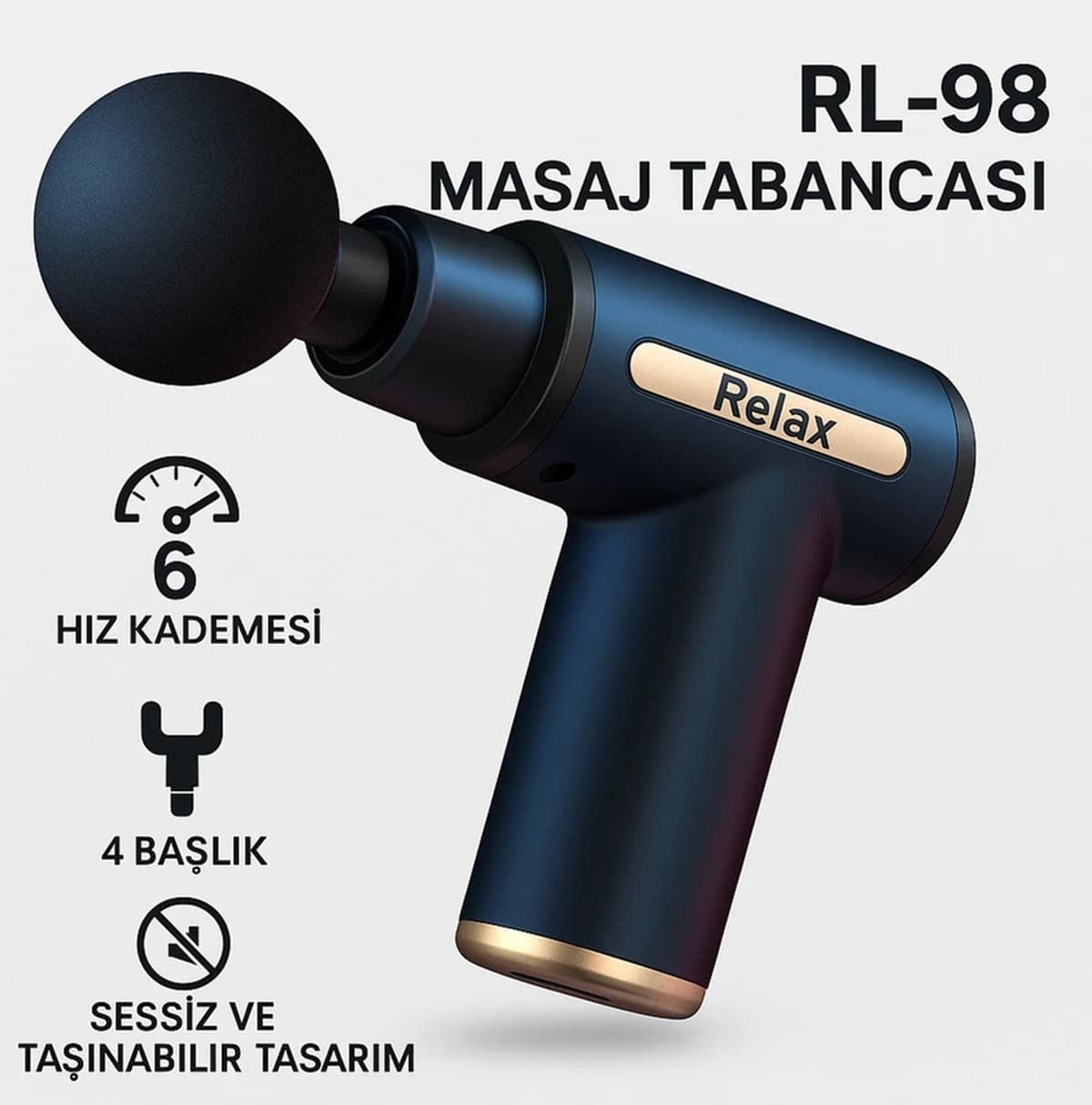 Relax 6 Kademeli Boyun Bel Sırt Bacak Ayak Mini Masaj Tabancası - Siyah