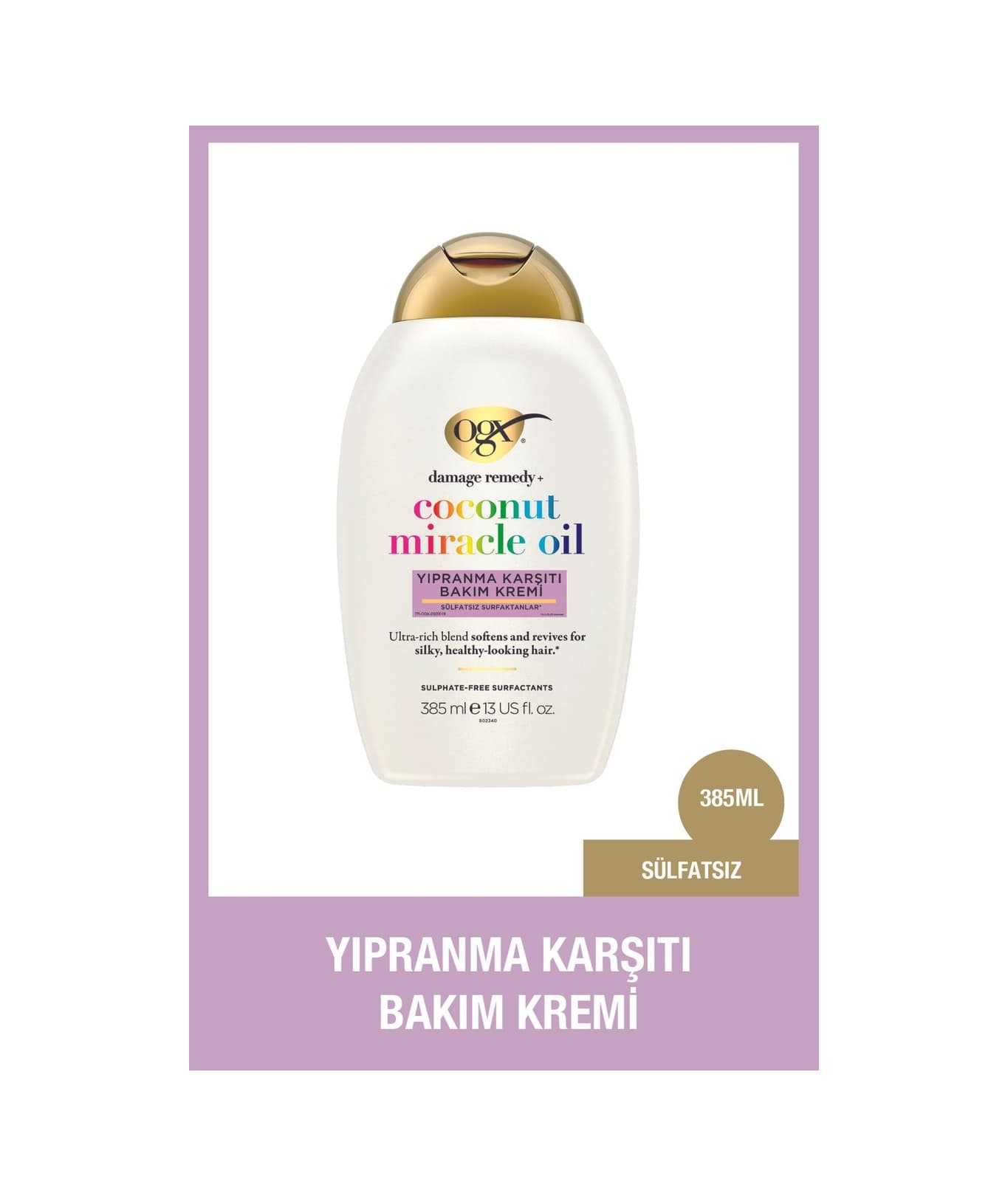 OGX Coconut Miracle Oil Yıpranma Karşıtı Sülfatsız Saç Bakım Kremi 385 ml