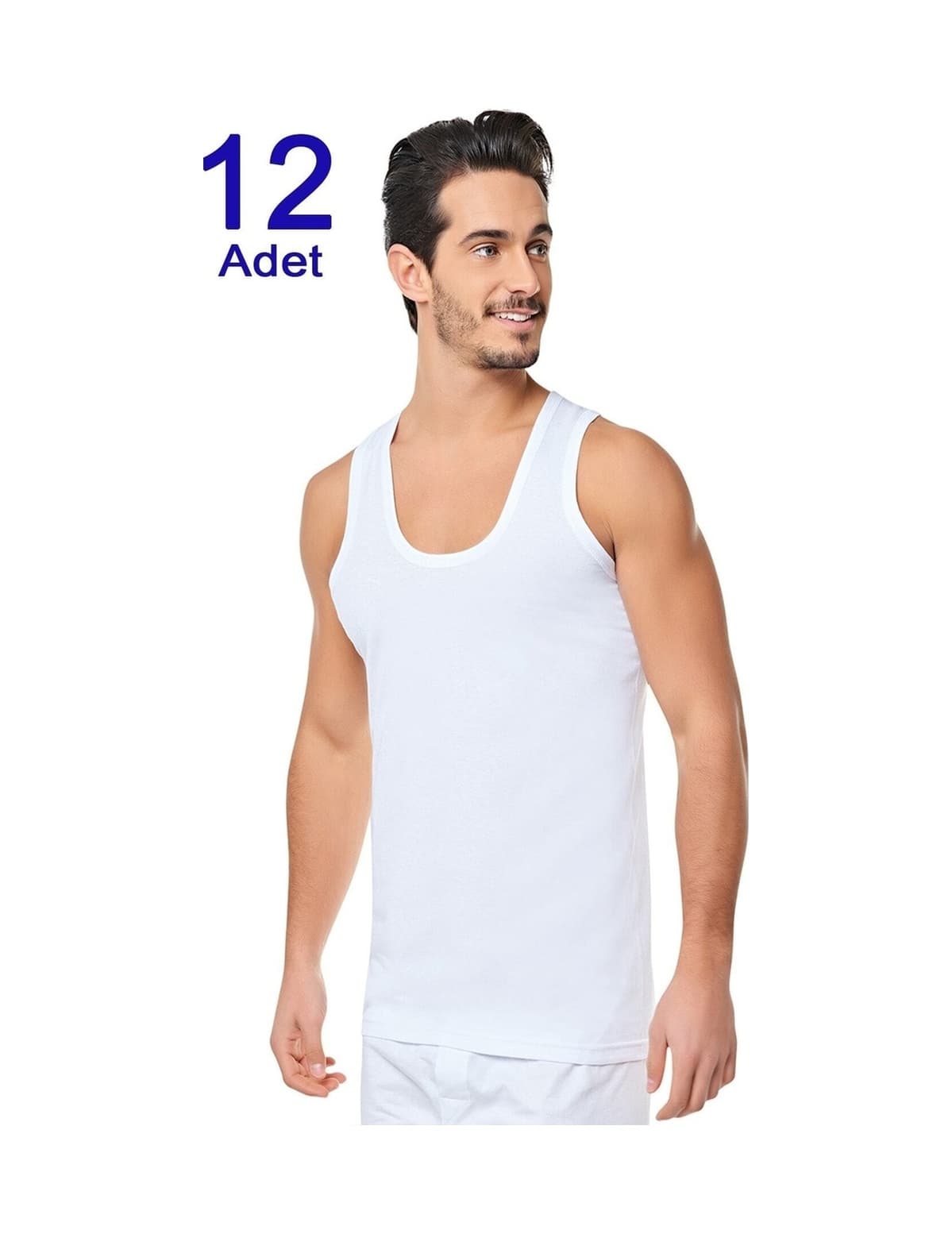 Seher Yıldız Erkek Penye Atlet 12 Adet Beyaz 0001 Beyaz