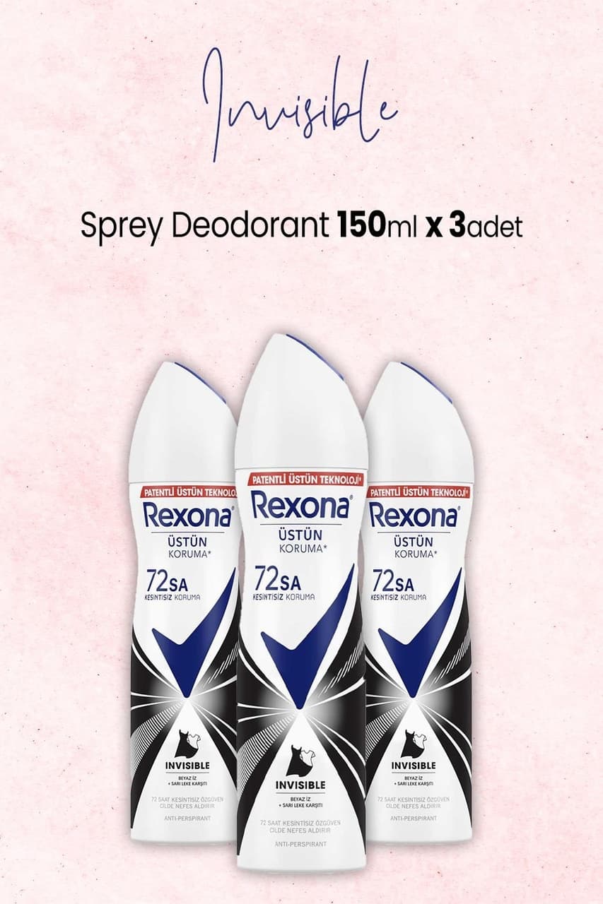 Rexona 72 Saat Invisible Kadın Sprey Deodorant 3 x 150 ML