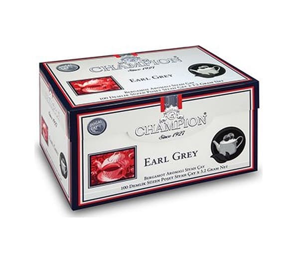 Champion Earl Grey Bergamot Aromalı Siyah Süzen Demlik Poşet Çay 100 x 3.2 G