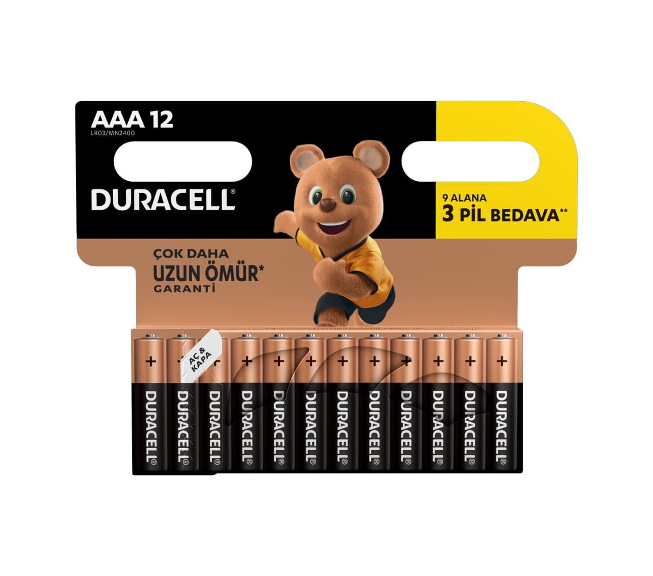 Duracell LR03/MN2400 Alkalin AAA İnce Kalem Pil 12'li