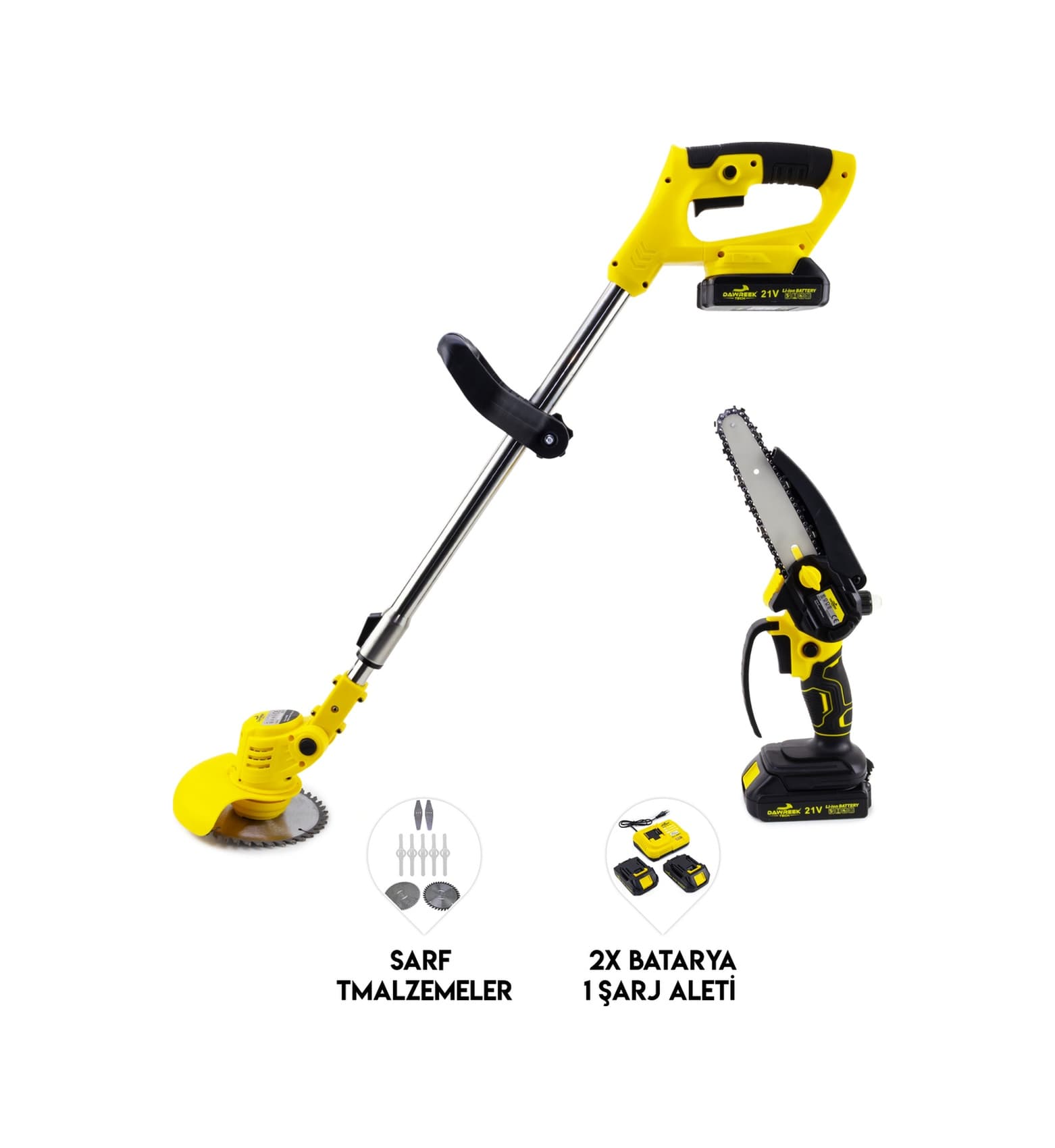 Dawreek Yellow21 İkili Tırpan Seti Şarjlı Tırpan + Testere