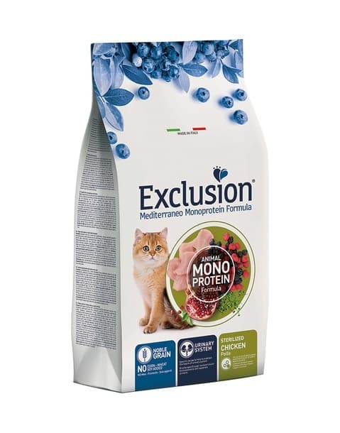 Exclusion Mediterraneo Monoprotein Düşük Tahıllı Tavuklu Ve Narlı Kısırlaştırılmış Kedi Maması 12 KG