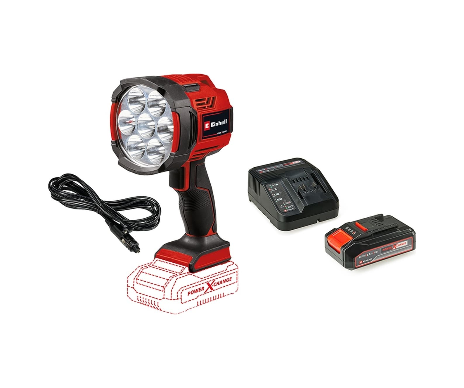 Einhell TE-CL 18/2500 LiAC Projektör + 2.5 Ah Akü + Şarj Cihazı