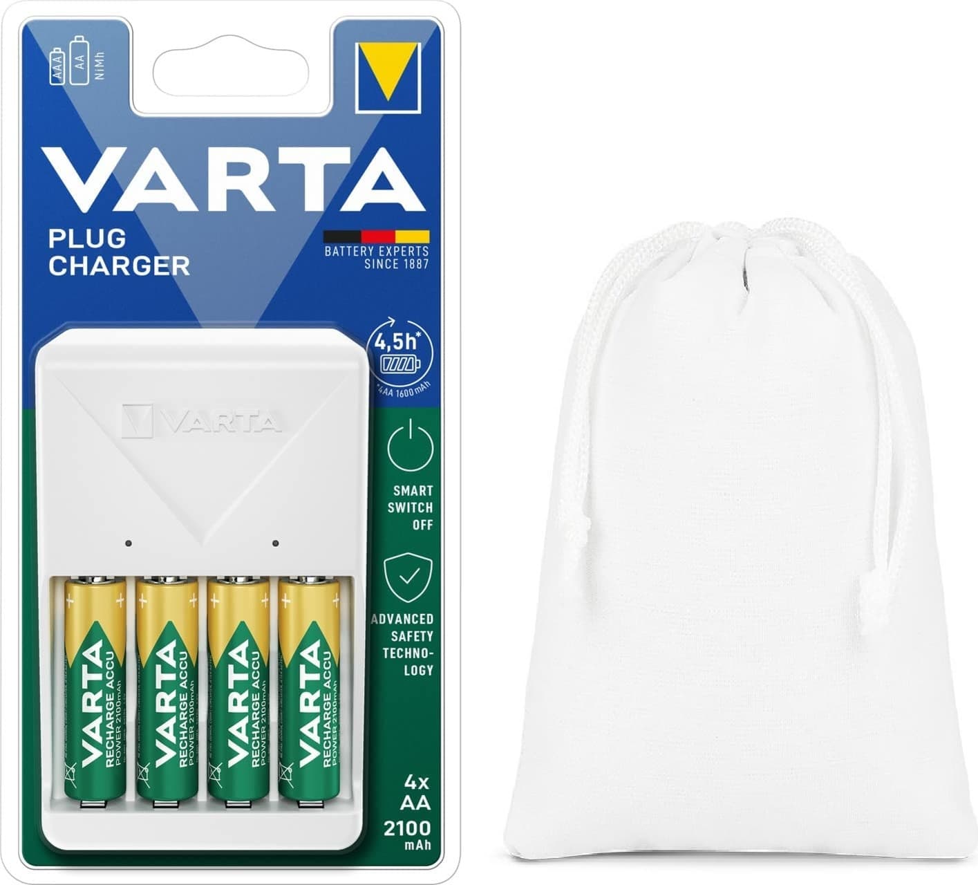 Varta Plug (beyaz) Şarj Cihazı+4x2100mah Aa Şarj Edilebilir Kalem