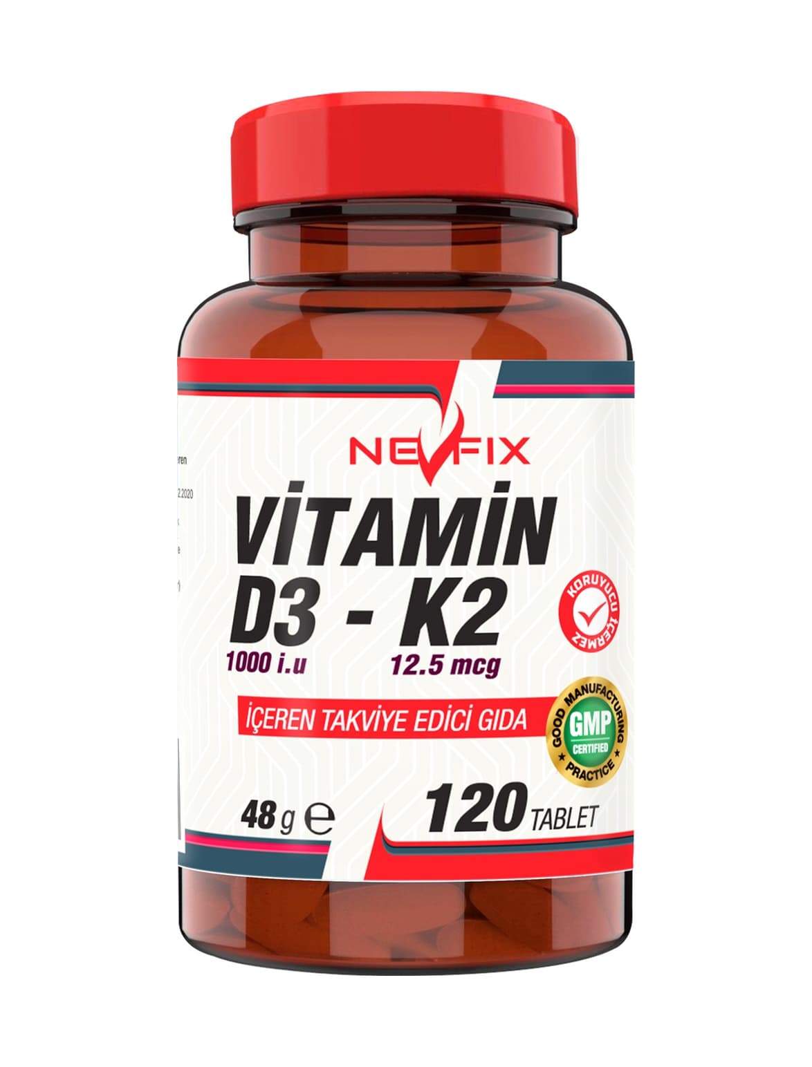 Nevfix Vitamin D3 K2 120 Tablet D3 1000 Iu K2 12.5 Mcg
