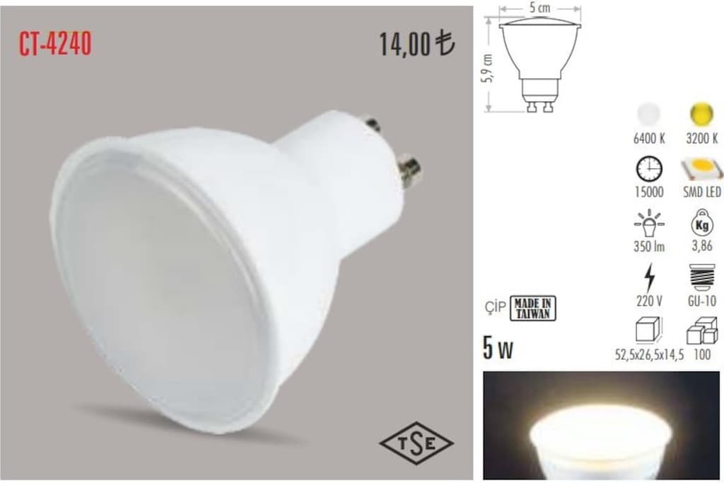 Cata Ct-4240 5 Watt Çanak Led Ampul Lamba (470942523)