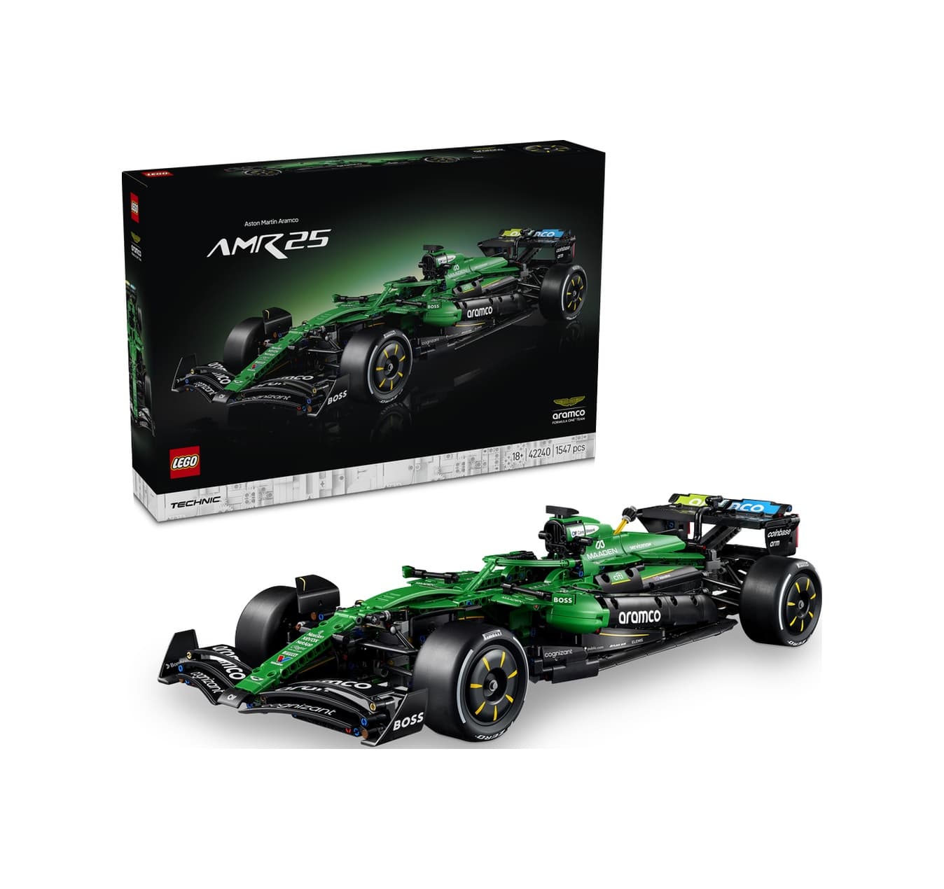 LEGO® Technic Aston Martin Aramco AMR25 F1® Araba 42240 - Yetişkinler için Diferansiyel İçeren Model Yapım Seti (1547 Parça)