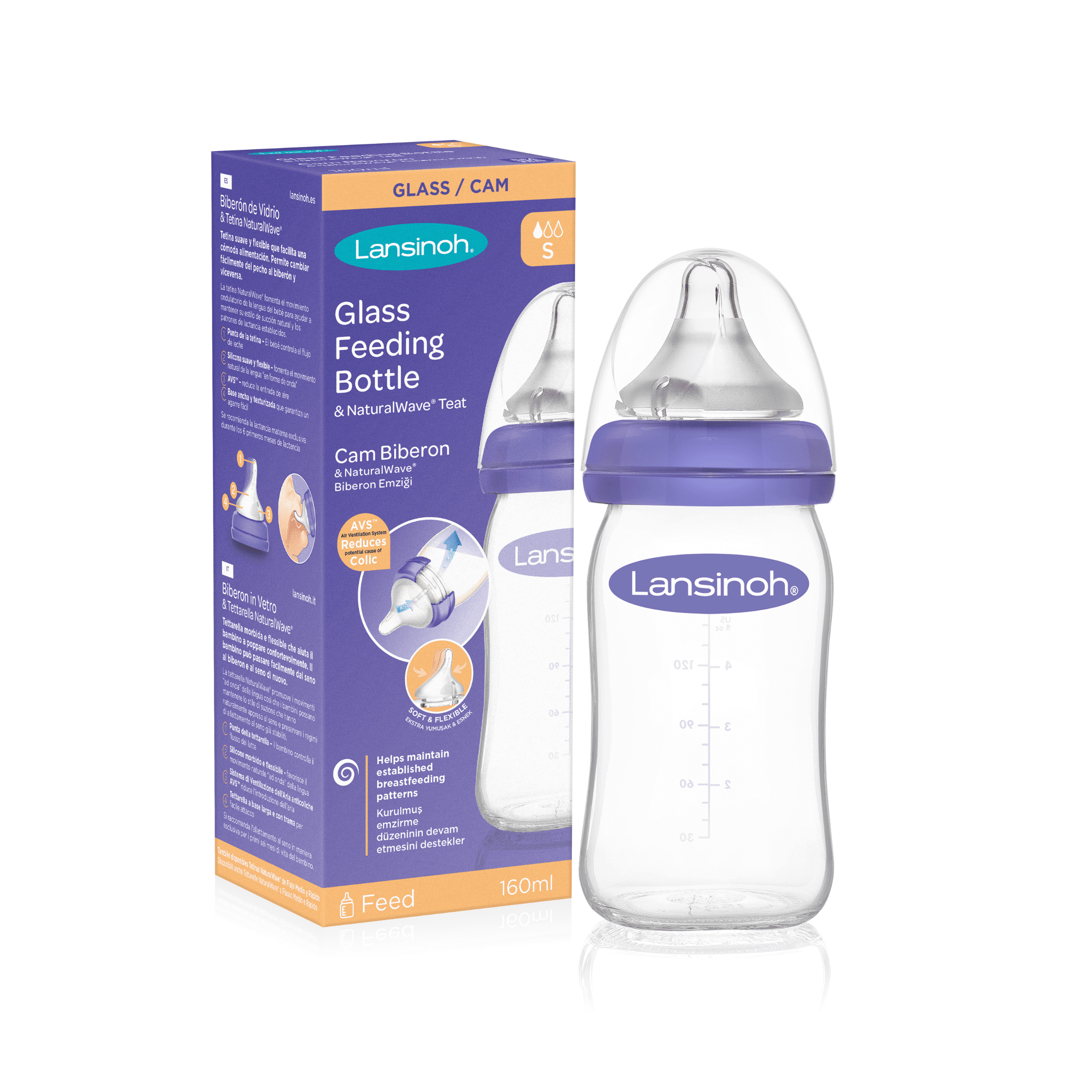Lansinoh Natural Wave 160 ML Cam Biberon