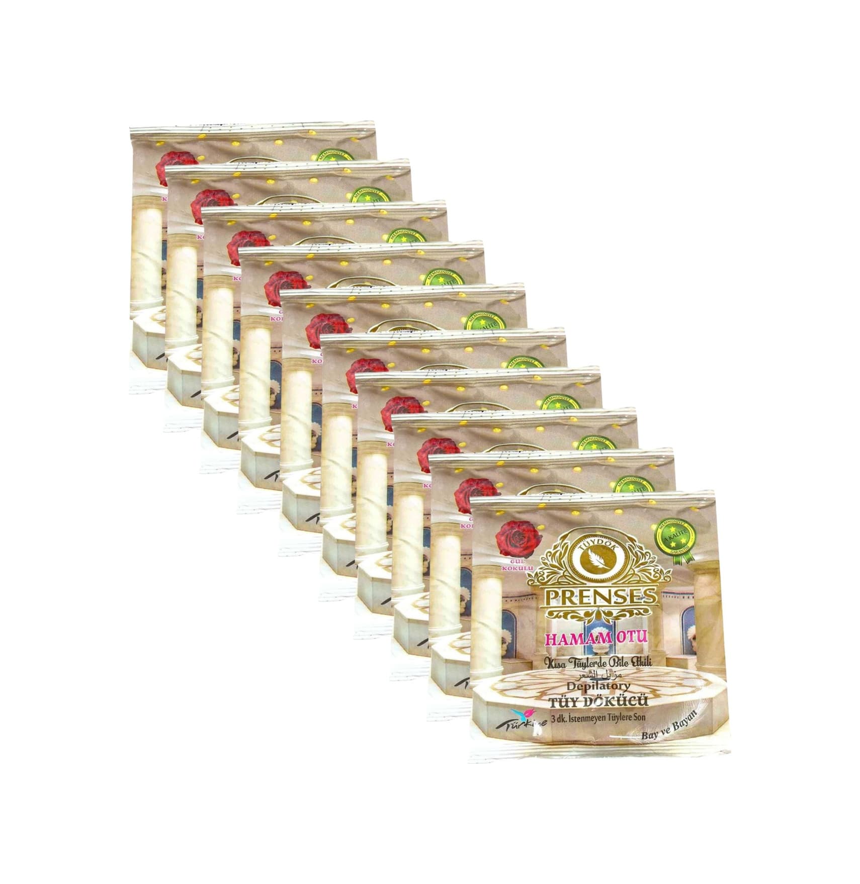 Prenses Hamam Otu Toz Tüy Dökücü Gül Kokulu Bay Bayan 10 x 150 G