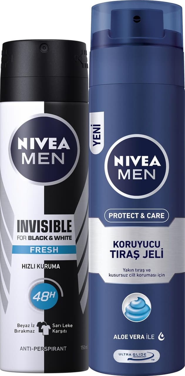 Nivea Men Protect & Care Tıraş Jeli 200 ML + Invisible Black & White Original Deosprey 150 ML