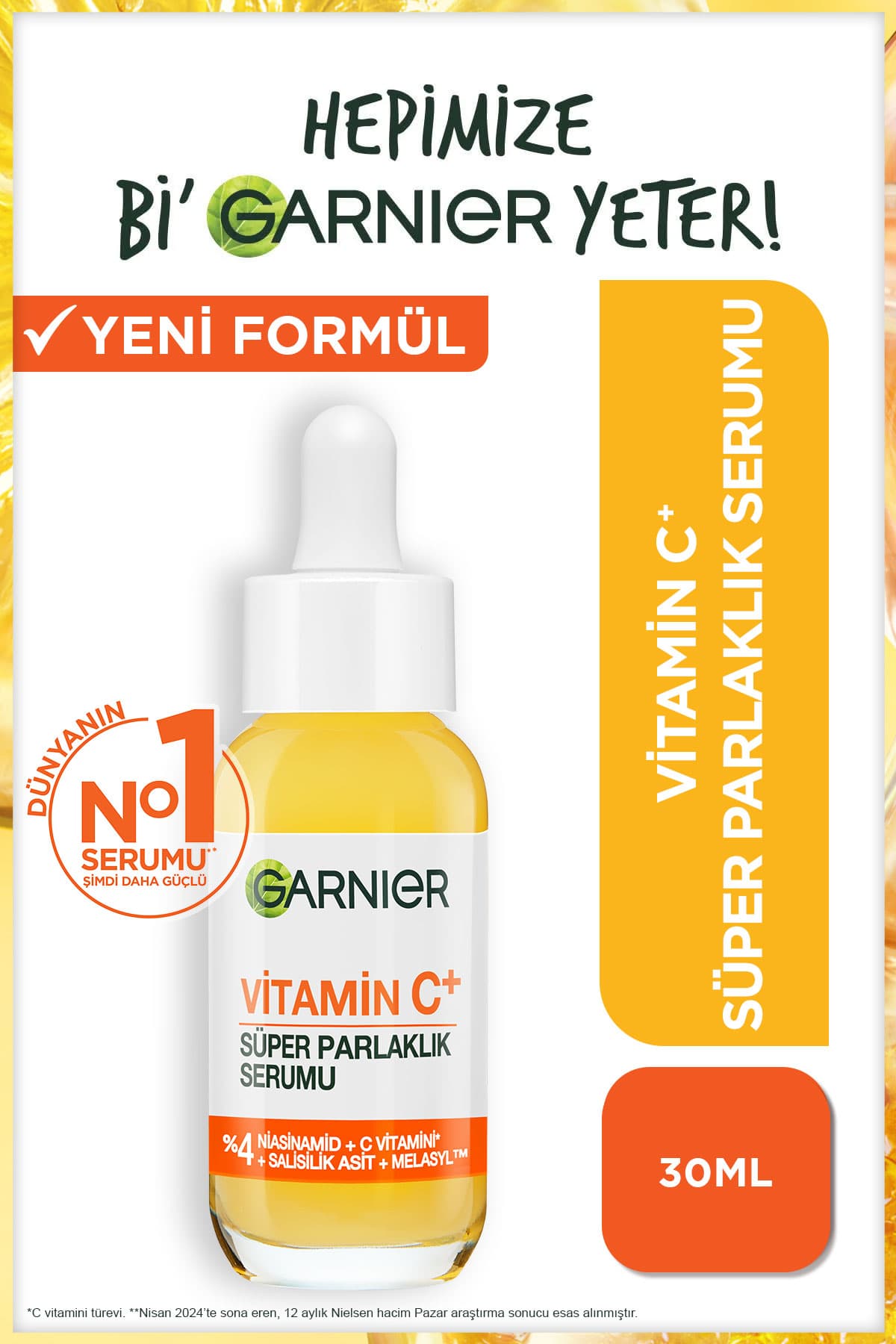 Garnier Vitamin C+ Süper Parlaklık Serumu (Niasinamid, Salisilik, Melasyl) 30 ML