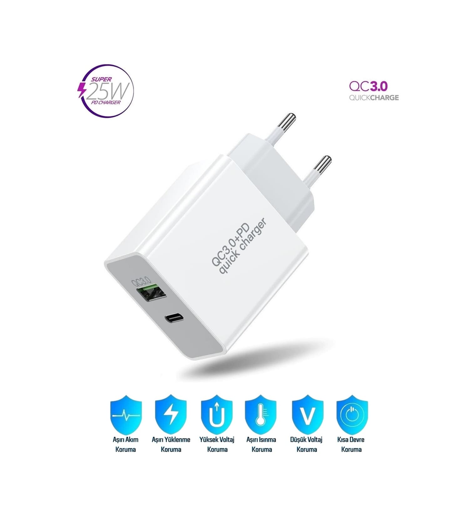 Galaxy A34 5G Uyumlu 25W Ultra Hızlı Çoklu Şarj Cihazı Adaptör İthalatçı Garantili