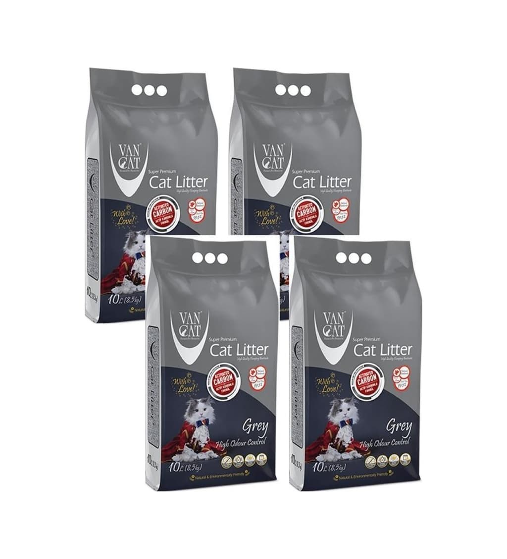 Vancat Aktif Karbon Kokusuz Bentonit Kedi Kumu 4 x 10 L