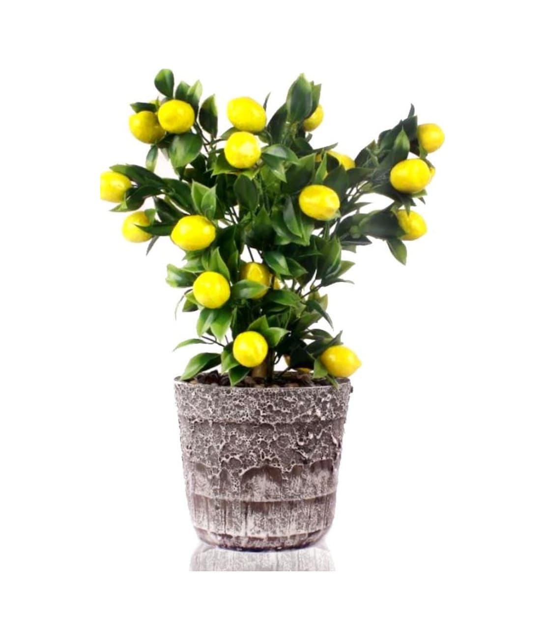 Yapay Çiçek Seramik Saksıda Limon Ağacı