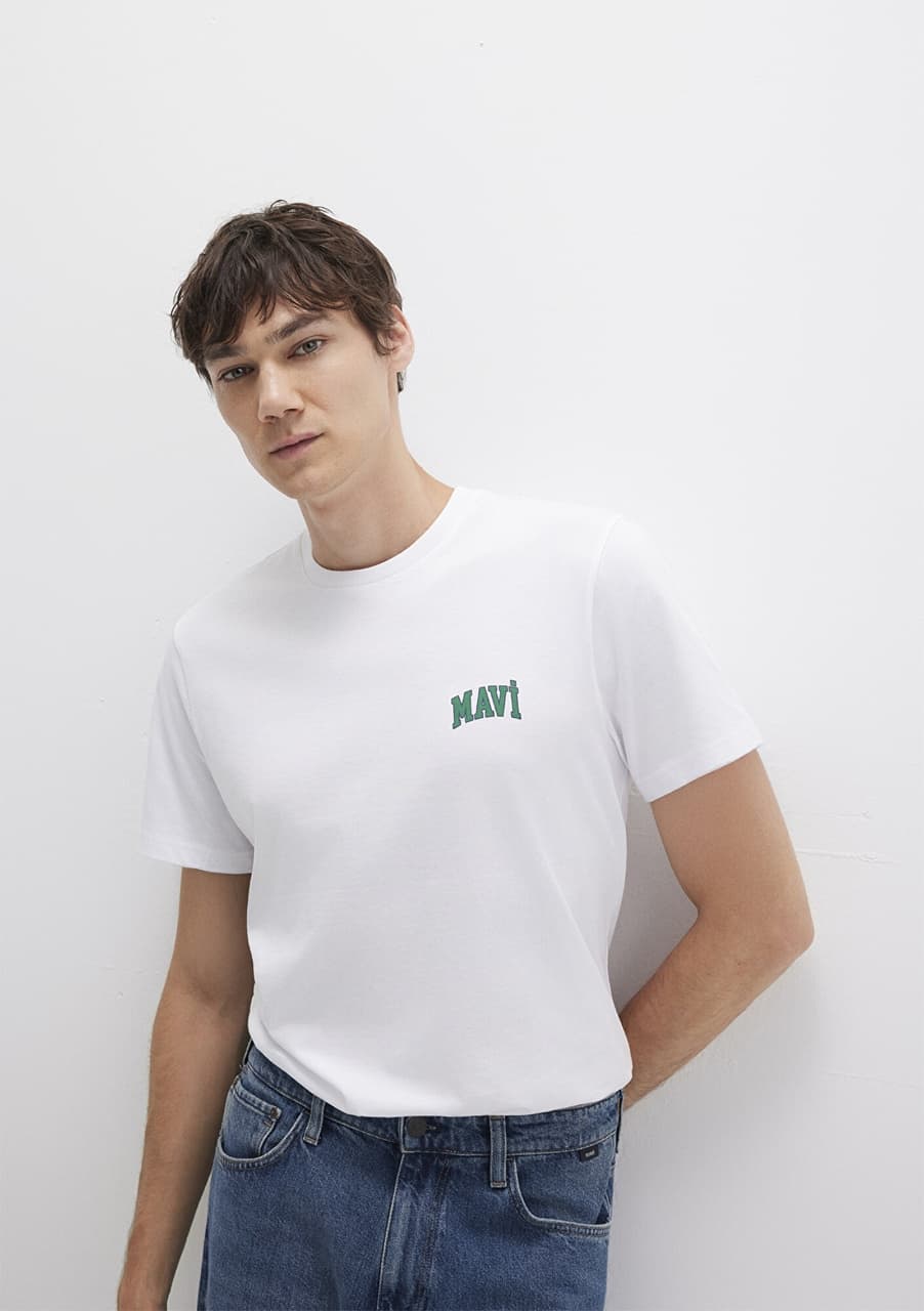 Mavi - Mavi Logo Baskılı Beyaz Tişört 0611714-620 Beyaz