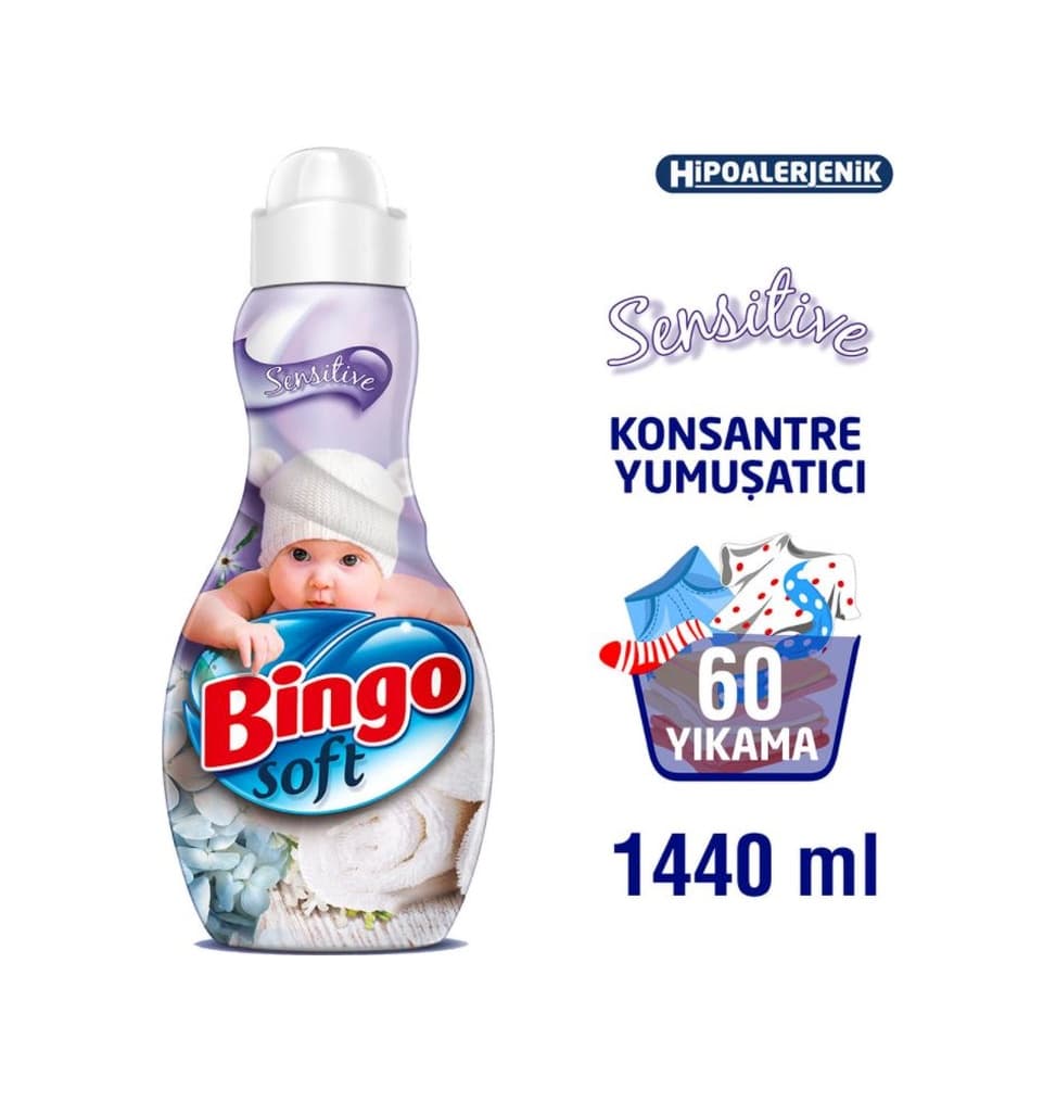 Bingo Soft Konsantre Çamaşır Yumuşatıcısı Sensitive 1440 ML