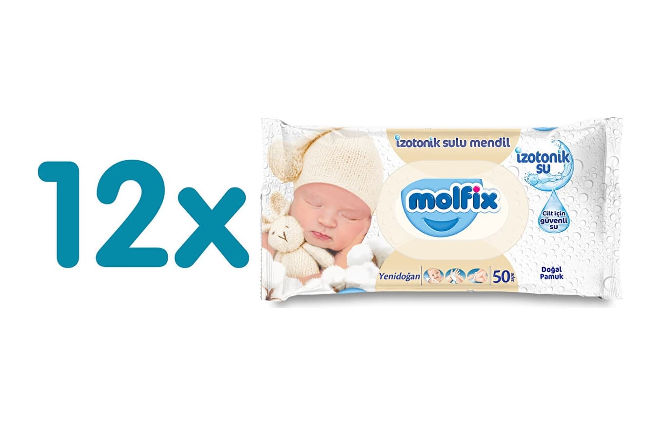 Molfix Izotonik Sulu Yenidoğan Islak Mendil 12X50 Adet