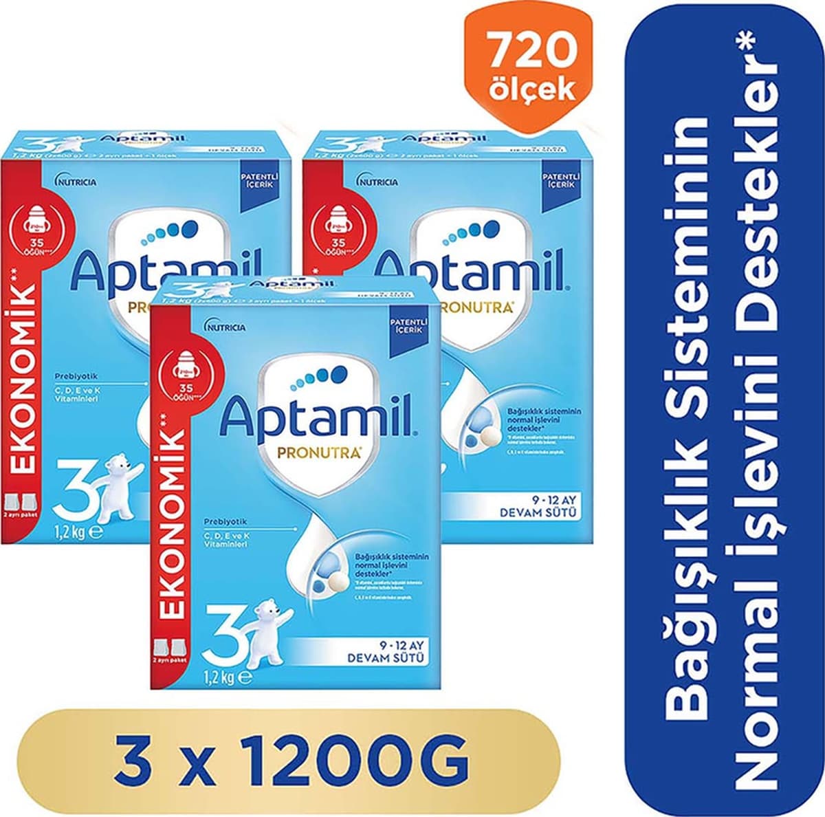 Aptamil 3 Devam Sütü 1200 G 3 Adet