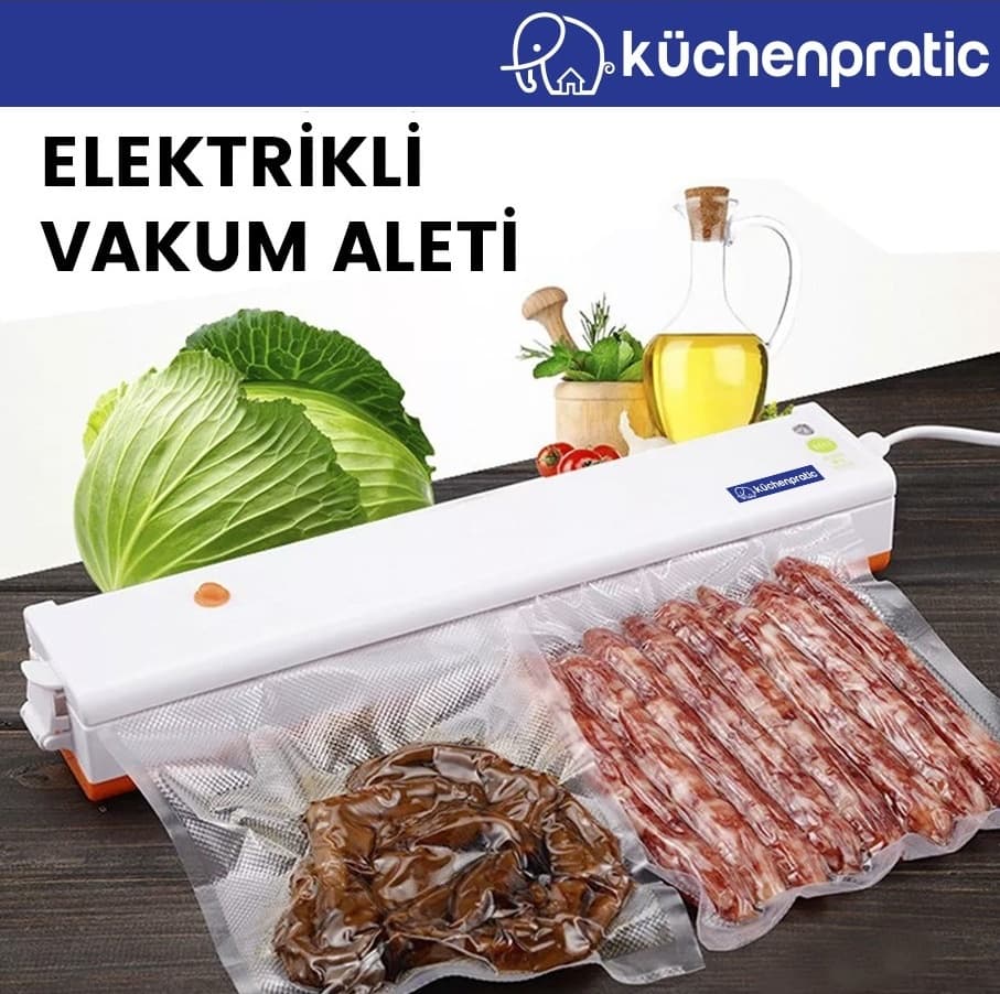 Küchenpratic Ev Tipi Elektrikli Vakum Makinesi - 10 Torba Mavi
