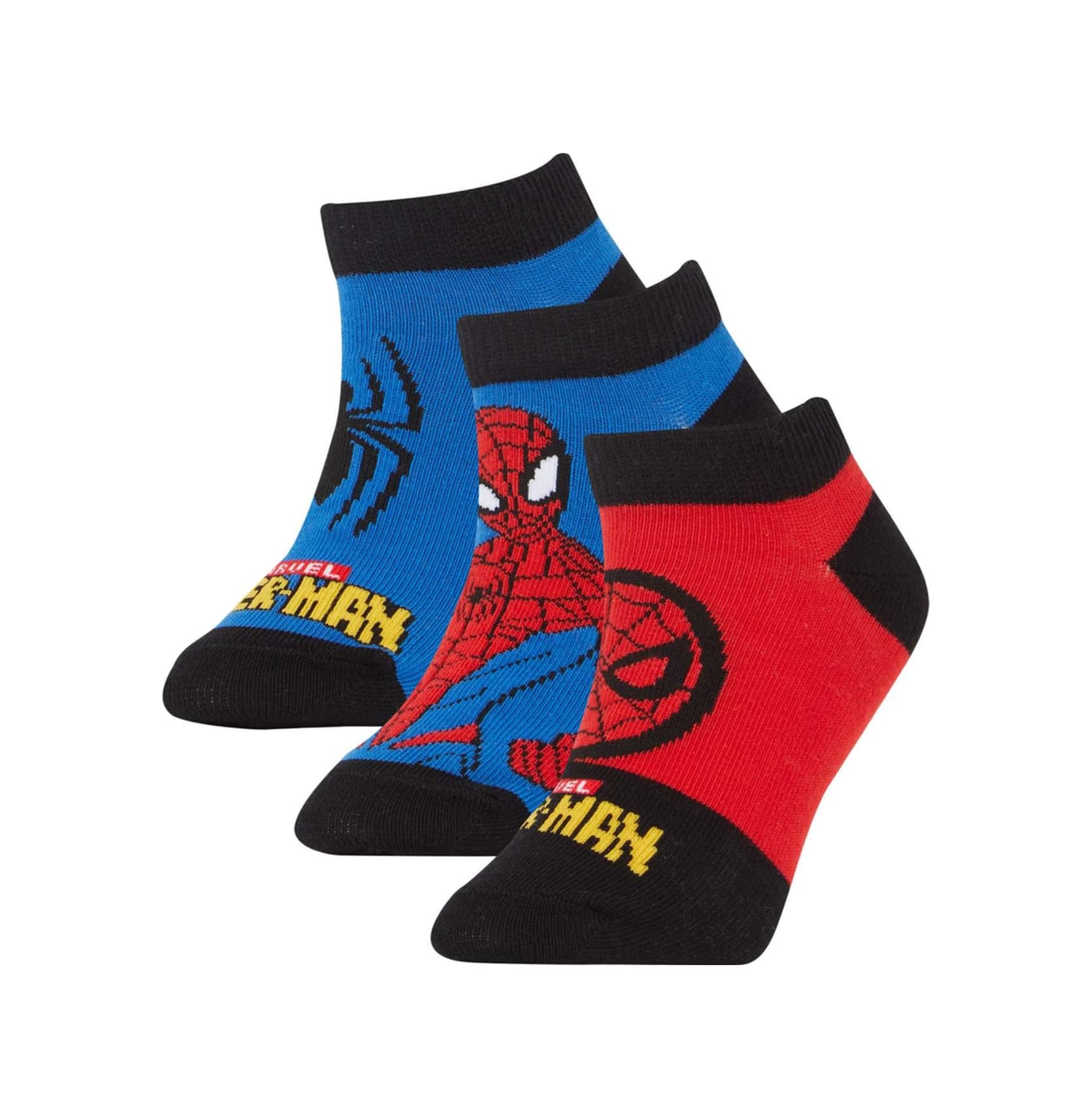 DeFacto Erkek Çocuk Marvel Spiderman Pamuklu 3'lü Patik Çorap X9652A6NSKR1