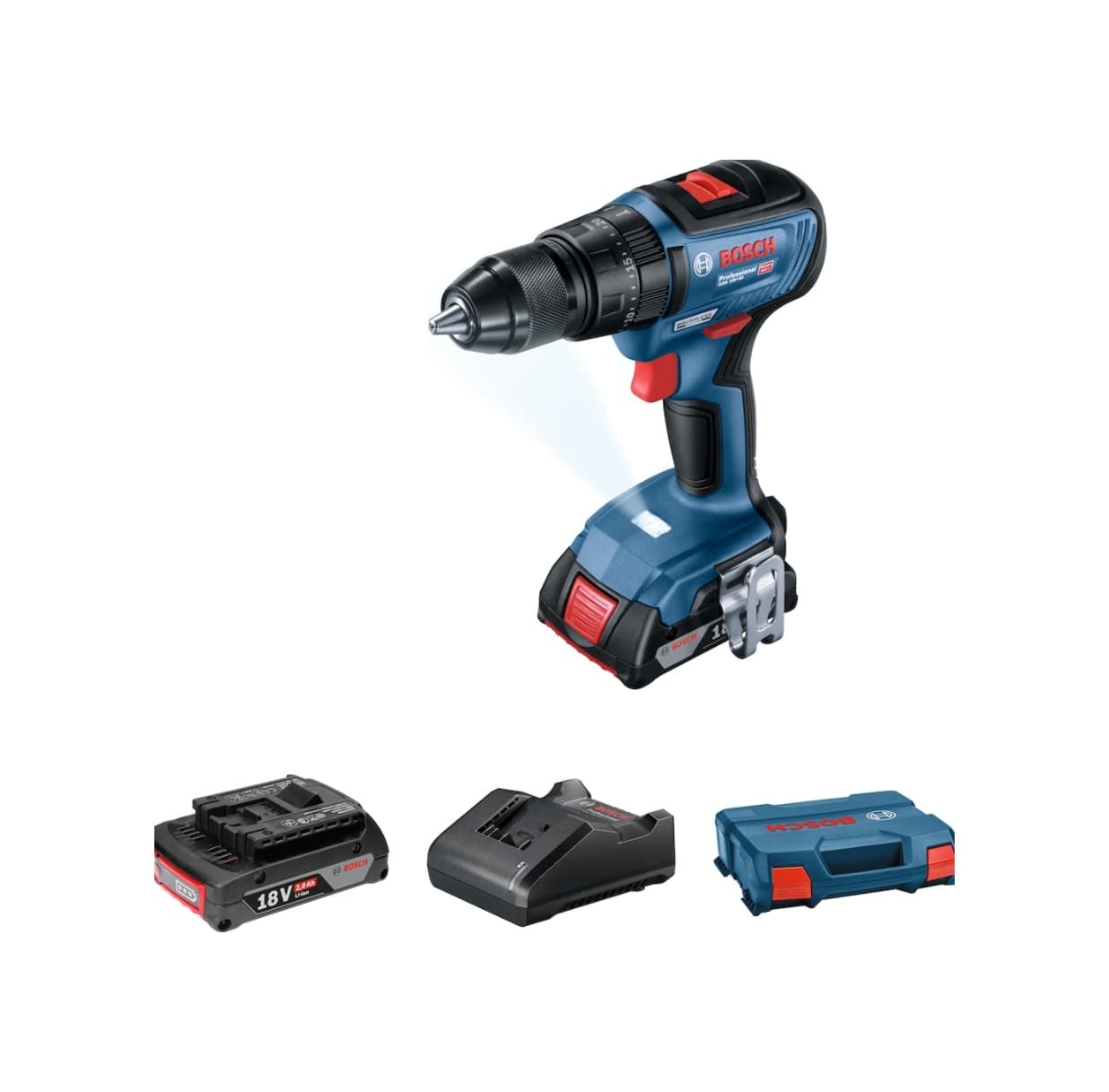 Bosch Professional GSB 18V-50 2x2Ah Çift Akülü Darbeli Delme-Vidalama Makinesi - 06019H5100