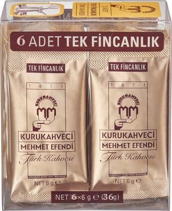 Kurukahveci Mehmet Efendi Tek Fincanlık Türk Kahvesi 6'lı 6 G