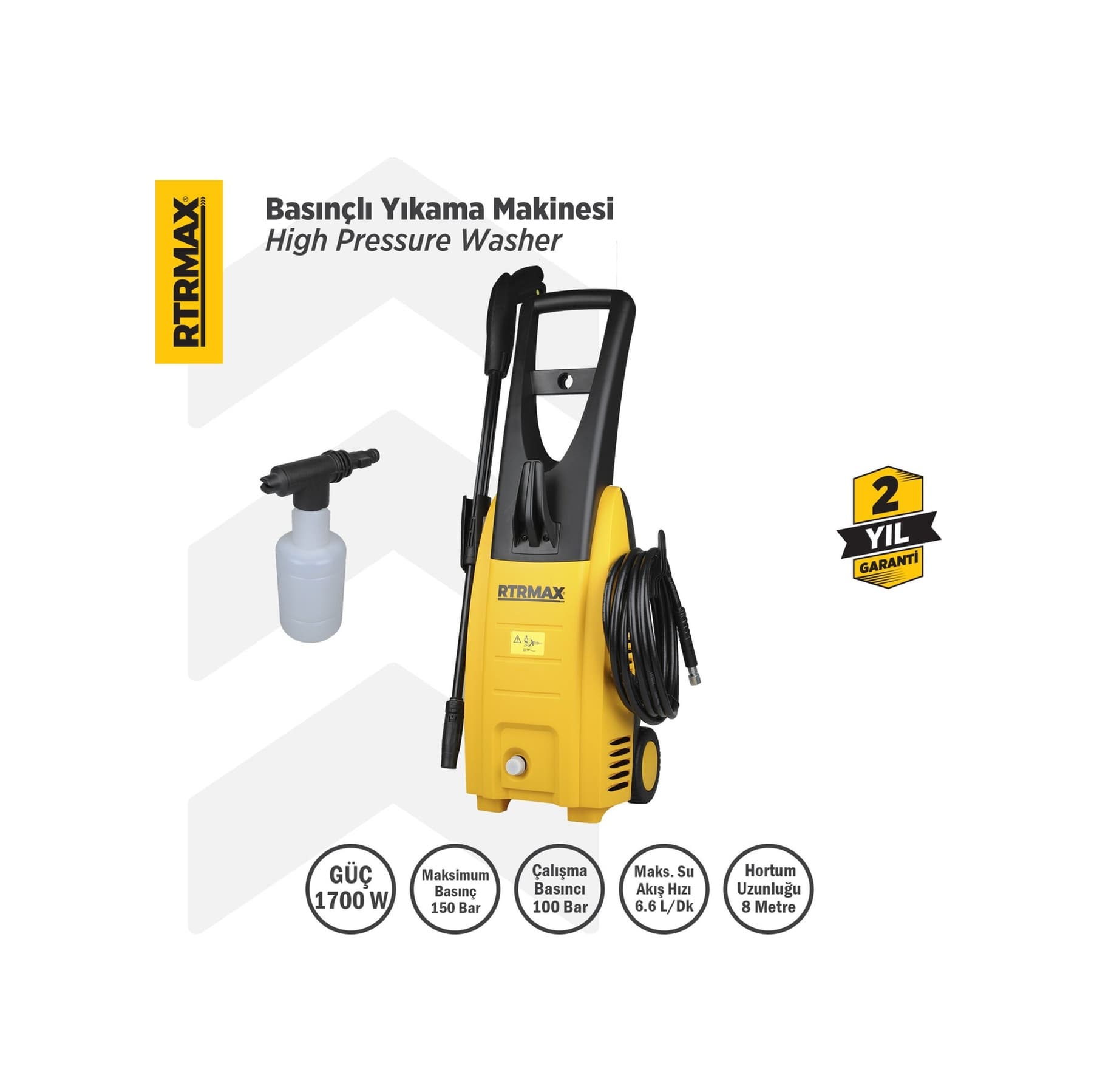Rtrmax RTM711 Yüksek Basınçlı Yıkama 1700 W 150 Bar