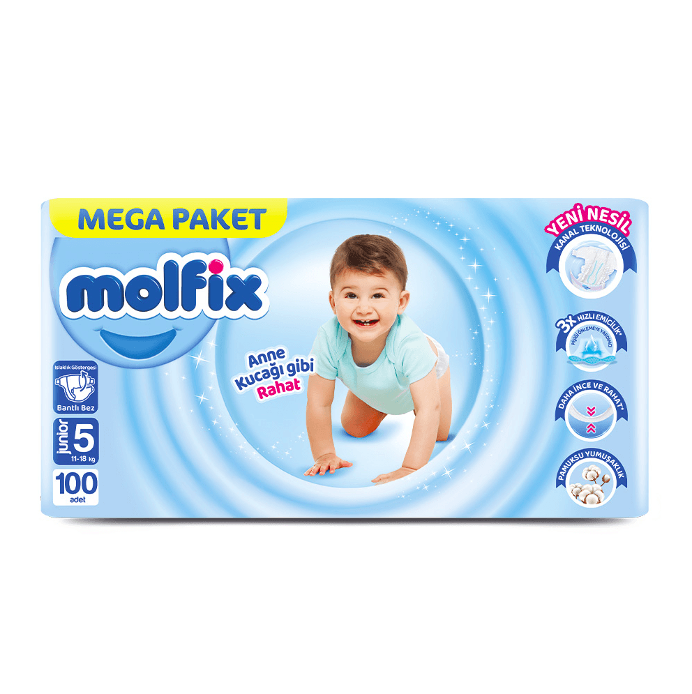 Molfix Kanal Teknolojisi Mega Paket 5 Beden Junior 100 Adet 11-18 KG