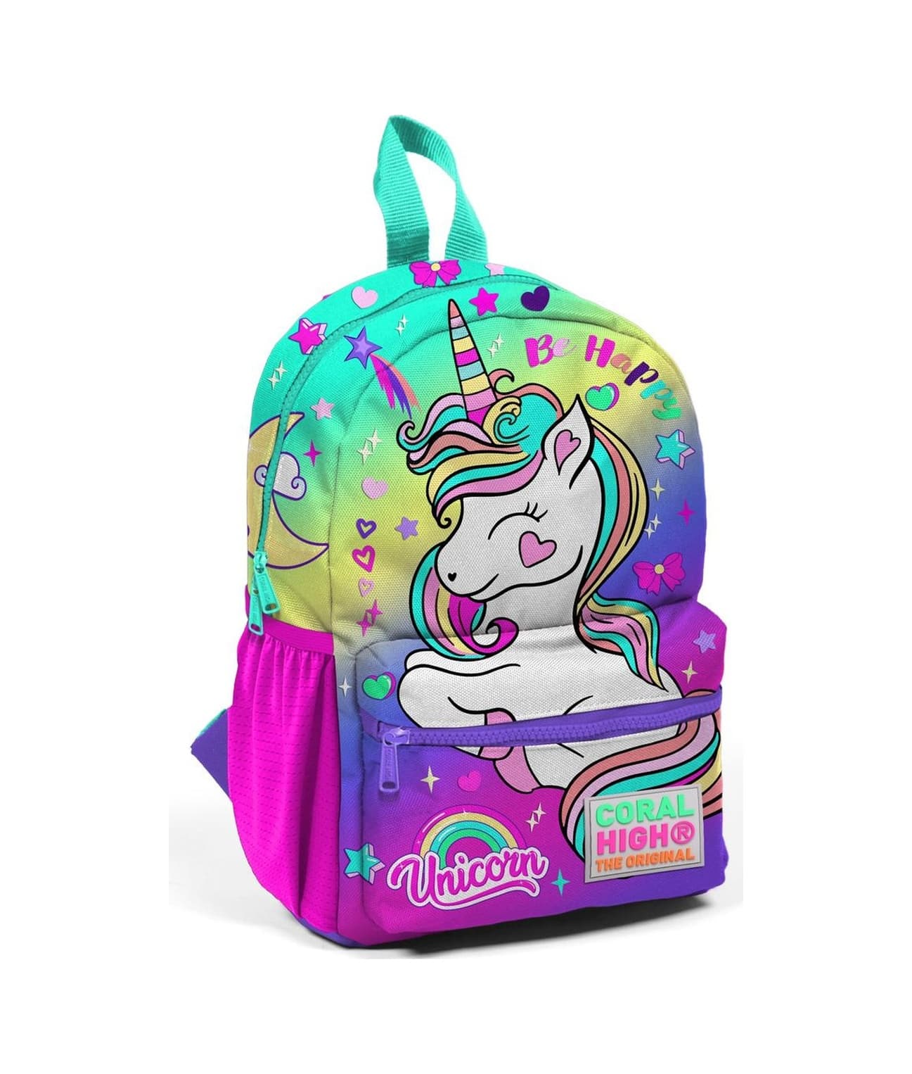 Minik Yuva Sırt Çantası Lavanta Su Yeşili Unicorn Desenli İki Bölmeli 23529