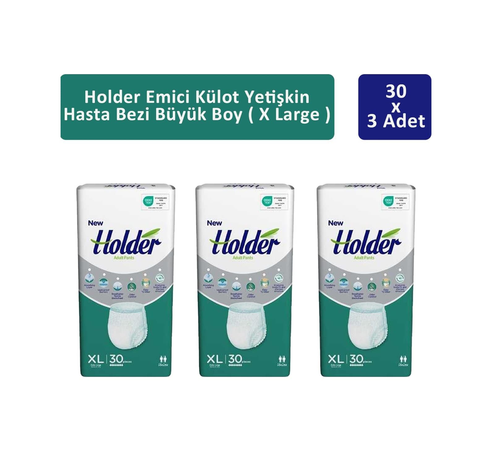 Holder Emici Külot Yetişkin Hasta Bezi Büyük Boy XL 3 x 30'lu