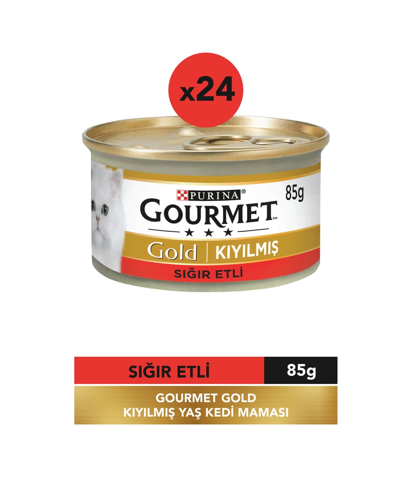 Purina Gourmet Gold Kıyılmış Sığır Etli Konserve Yetişkin Kedi Maması 24 x 85 G